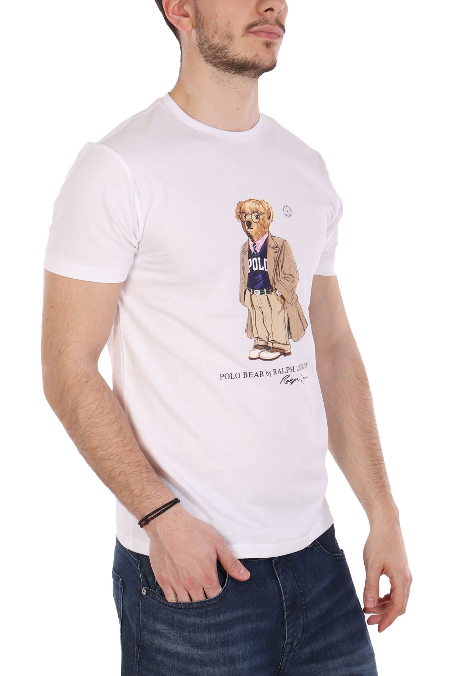 RALPH LAUREN T-SHIRT CREW NECK CUSTOM SLIM FIT LOGO BEAR ΛΕΥΚΟ φωτογραφία