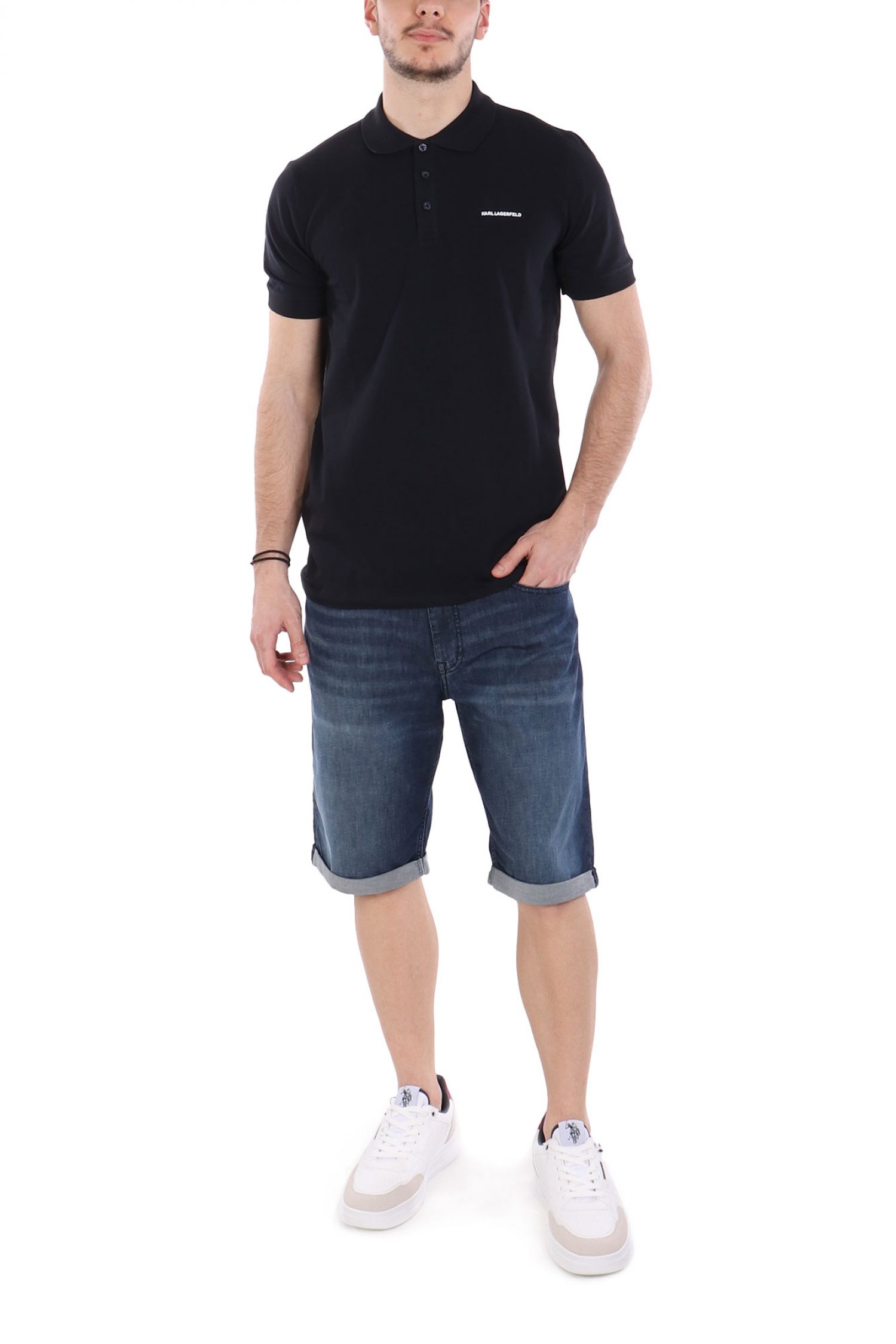 KARL LAGERFELD POLO LOGO ΜΠΛΕ