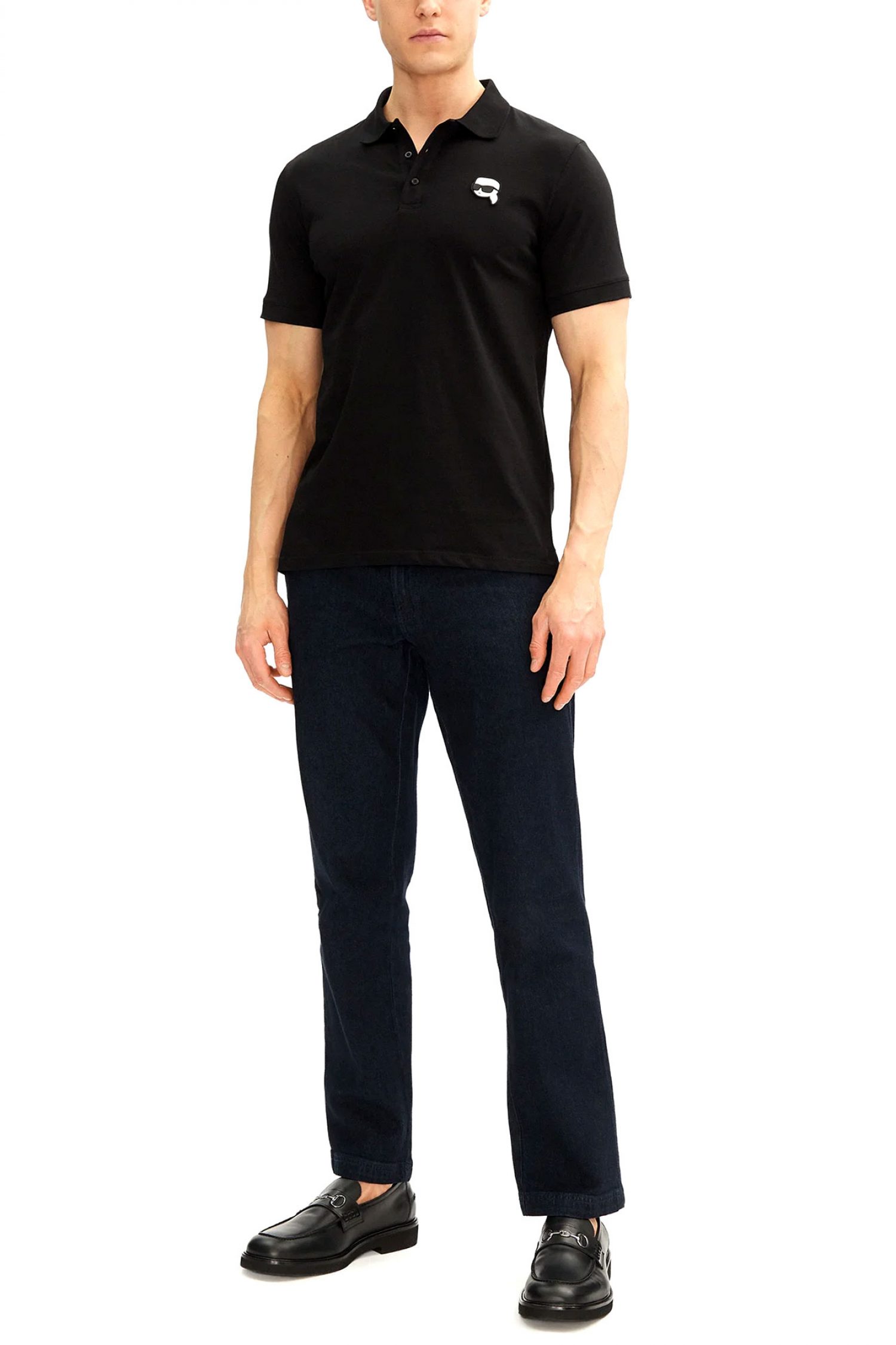 KARL LAGERFELD POLO LOGO ΜΑΥΡΟ