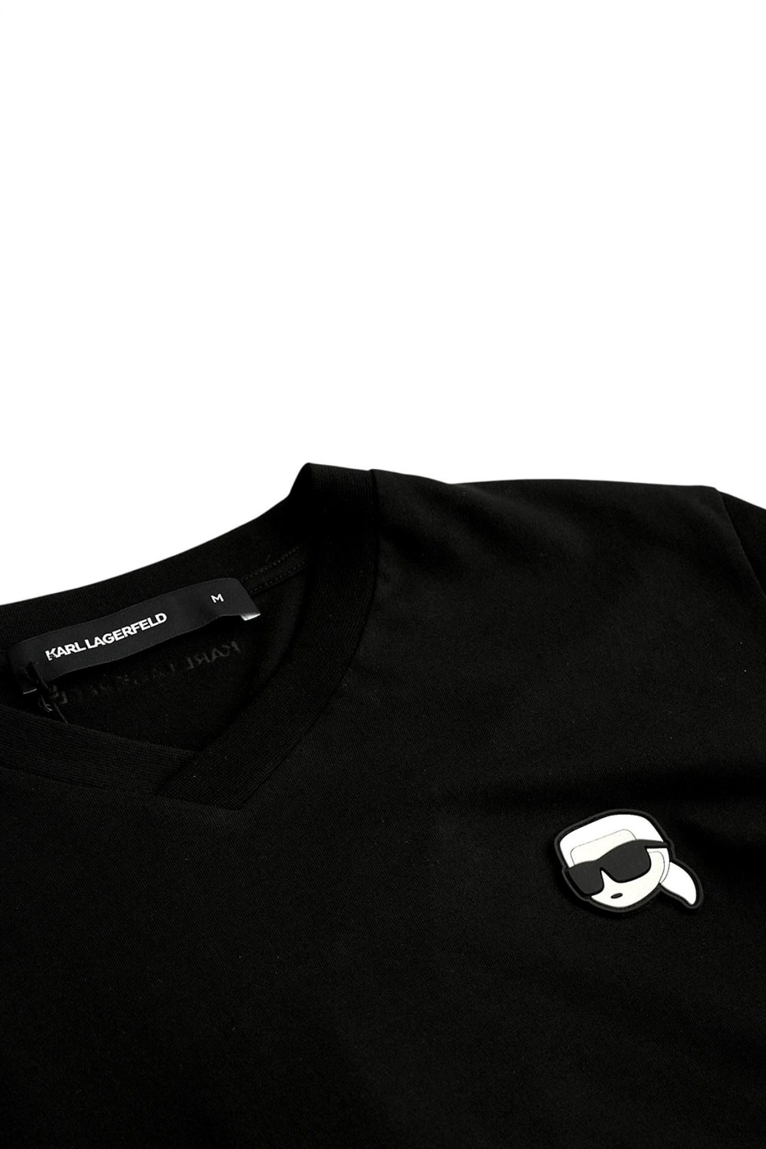 KARL LAGERFELD T-SHIRT VNECK LOGO ΜΑΥΡΟ φωτογραφία