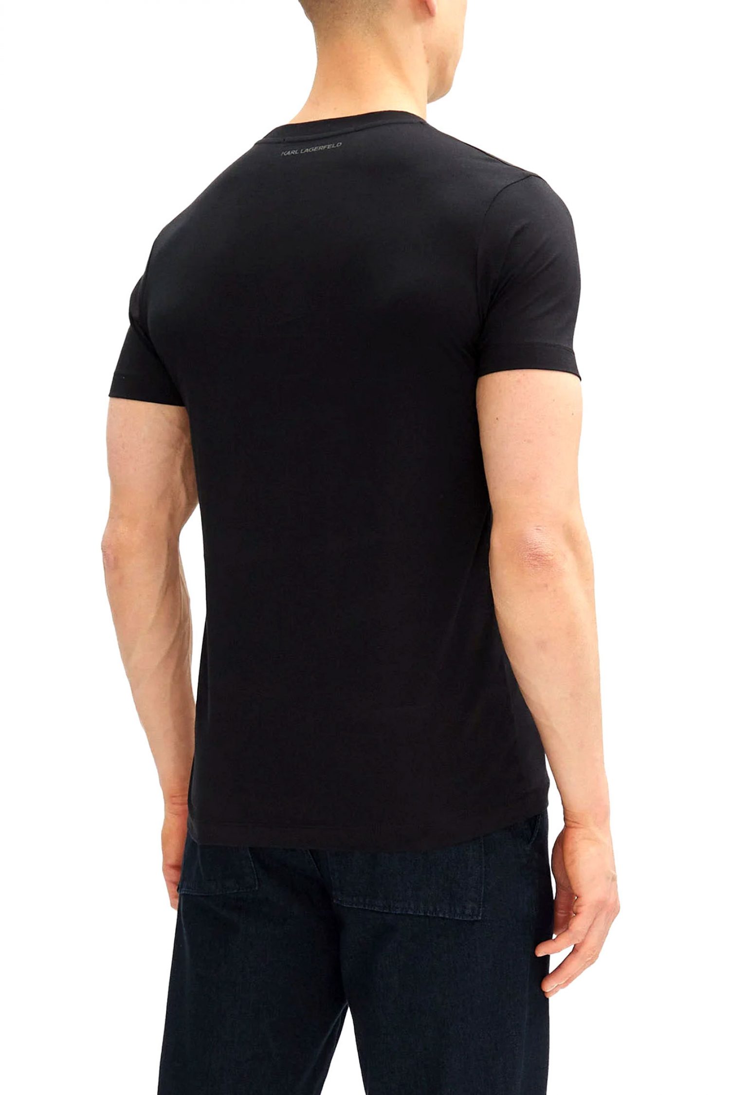 KARL LAGERFELD T-SHIRT CREW NECK LOGO ΜΠΛΕ