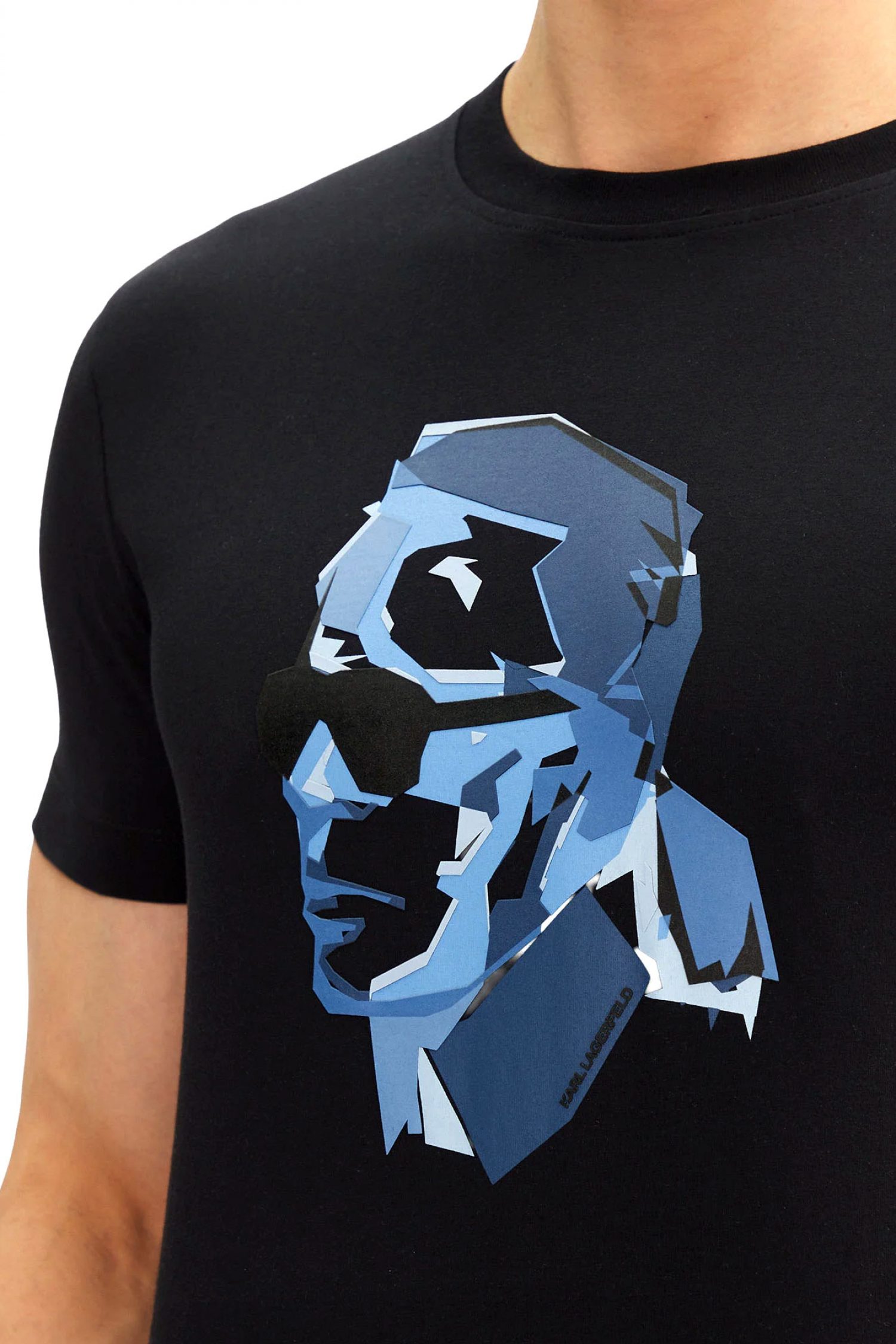 KARL LAGERFELD T-SHIRT CREW NECK LOGO ΜΠΛΕ