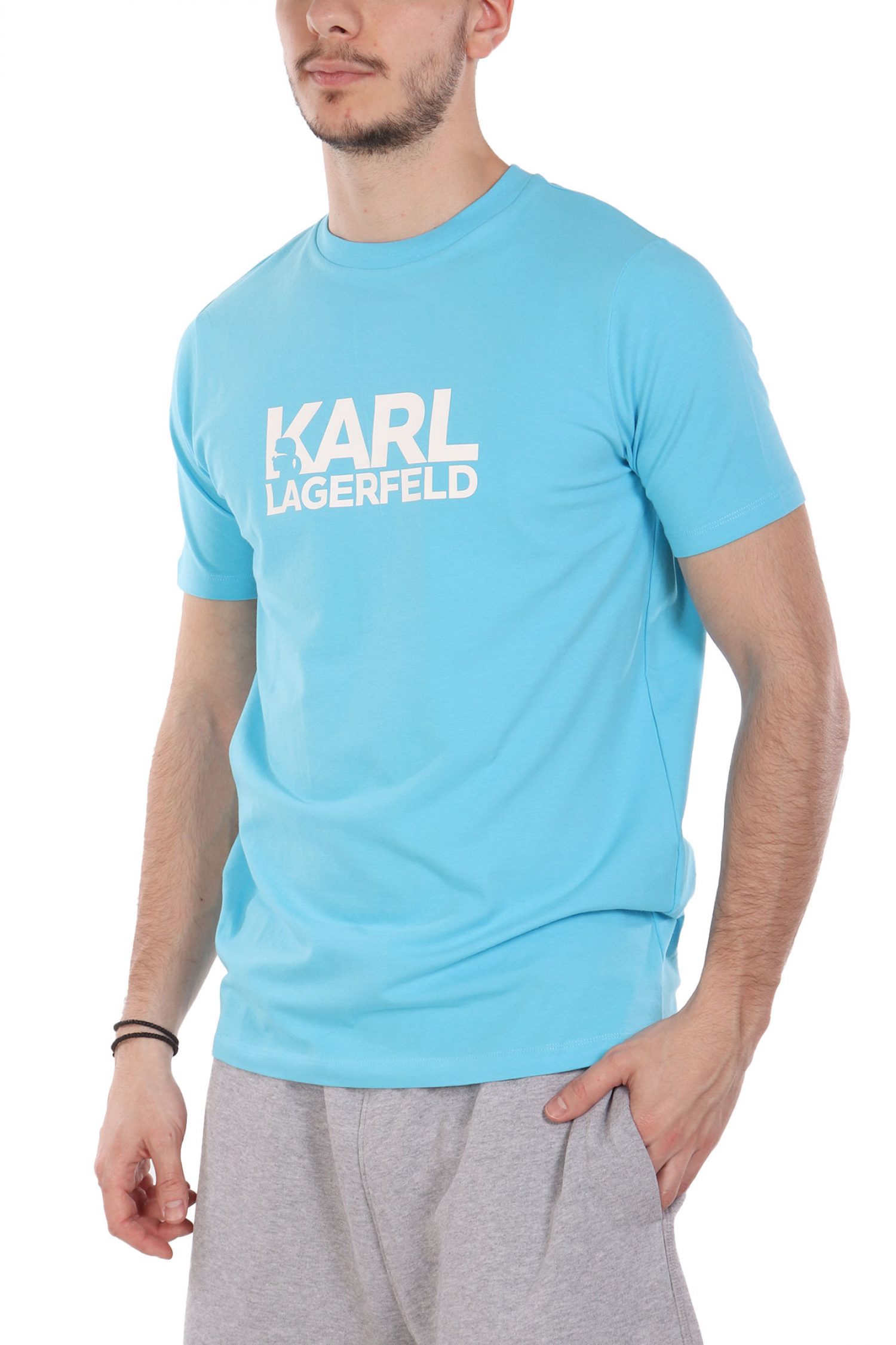 KARL LAGERFELD T-SHIRT CREW NECK LOGO ΤΥΡΚΟΥΑΖ φωτογραφία