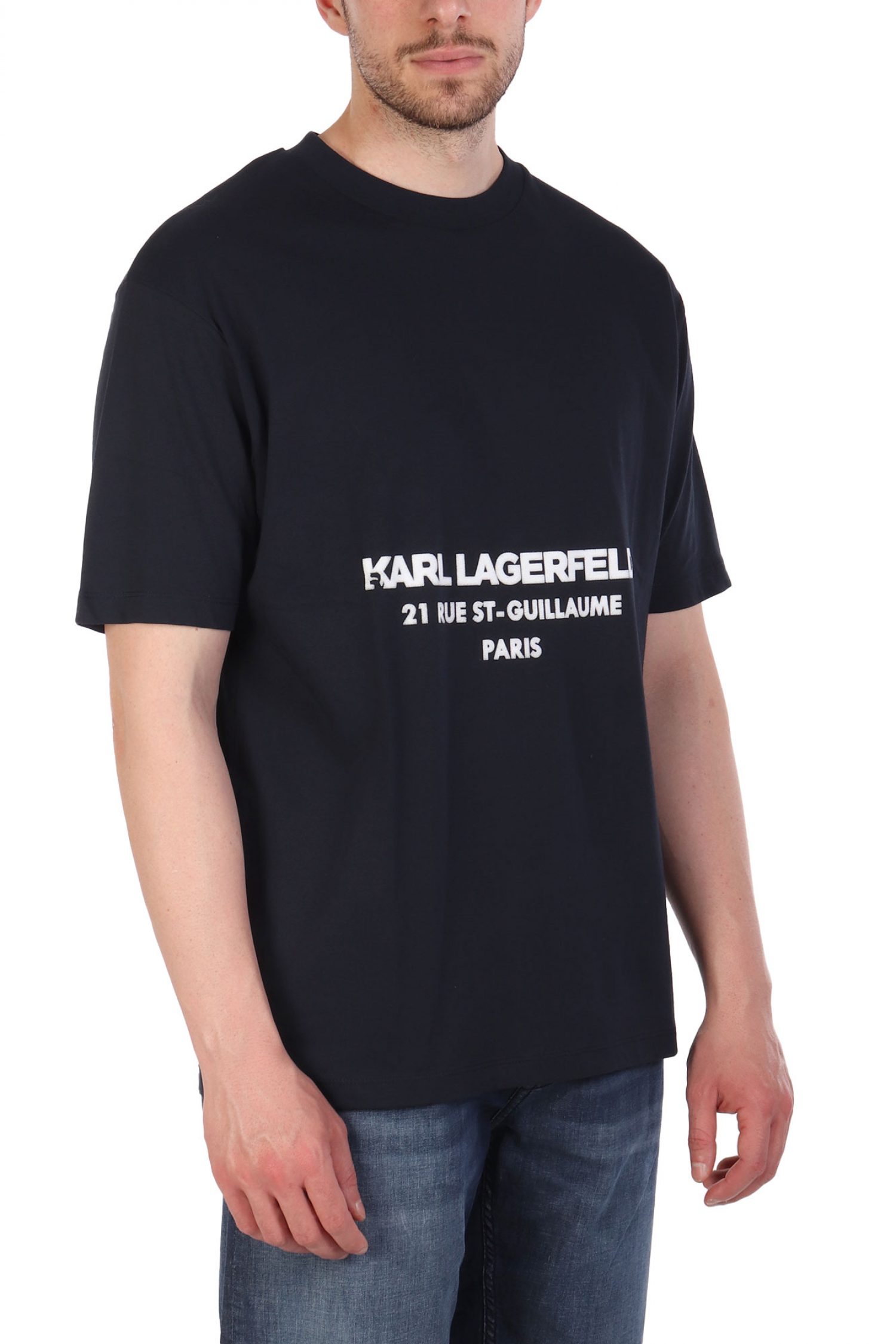 KARL LAGERFELD T-SHIRT CREW NECK LOGO ΜΠΛΕ φωτογραφία