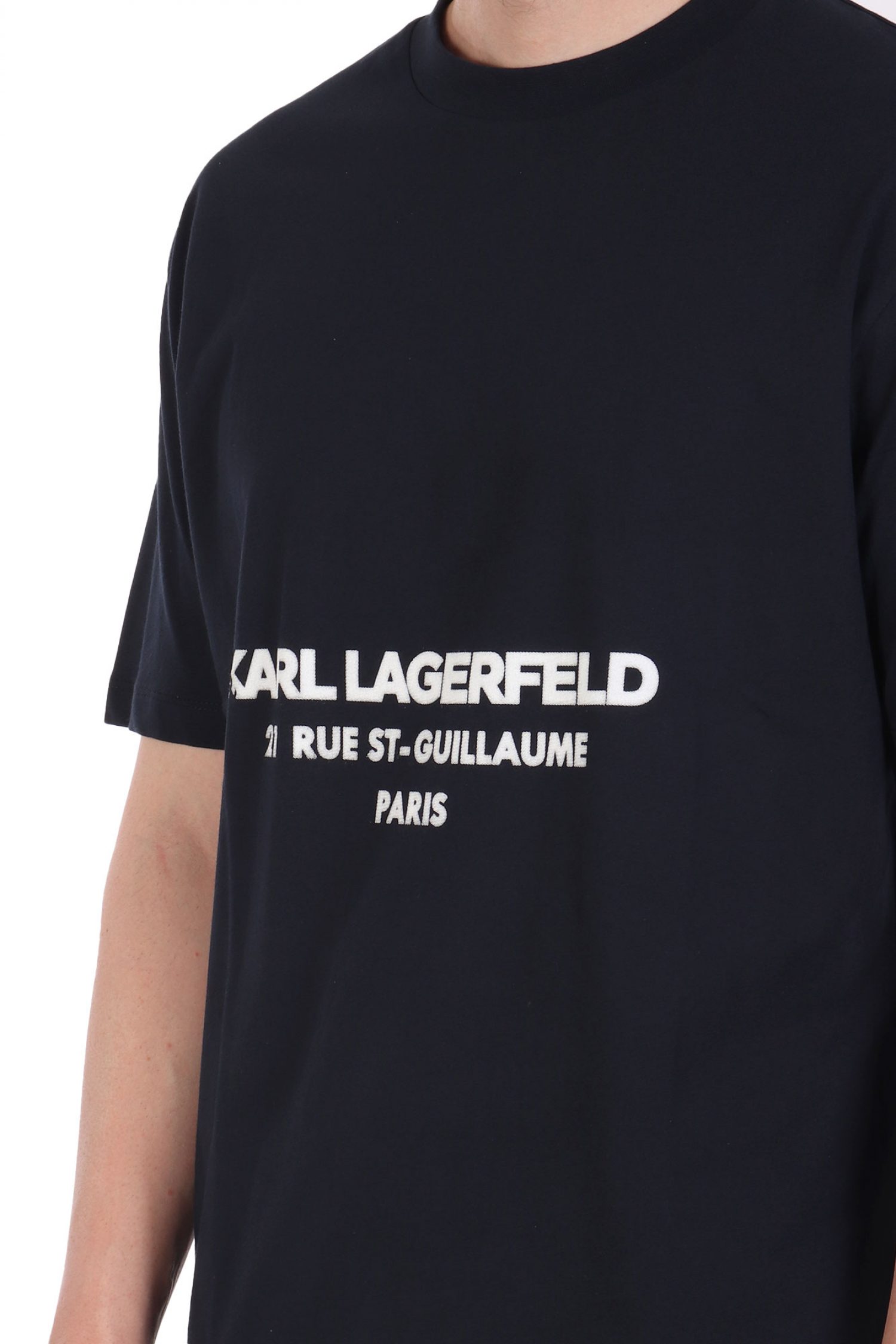 KARL LAGERFELD T-SHIRT CREW NECK LOGO ΜΠΛΕ φωτογραφία