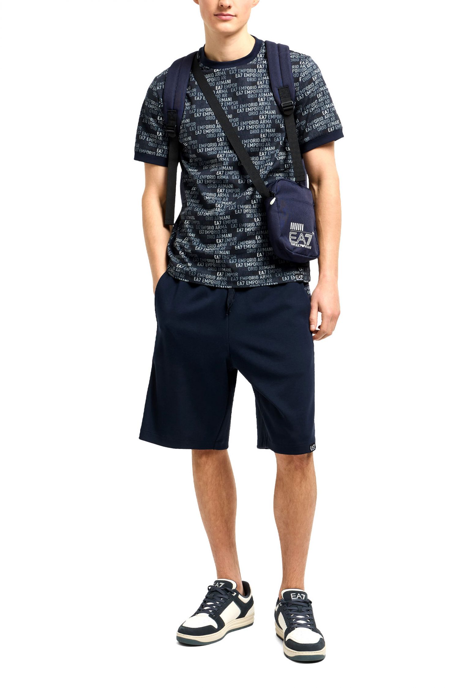 ARMANI 7 ΒΕΡΜΟΥΔΑ ΦΟΥΤΕΡ LOGO ΜΠΛΕ