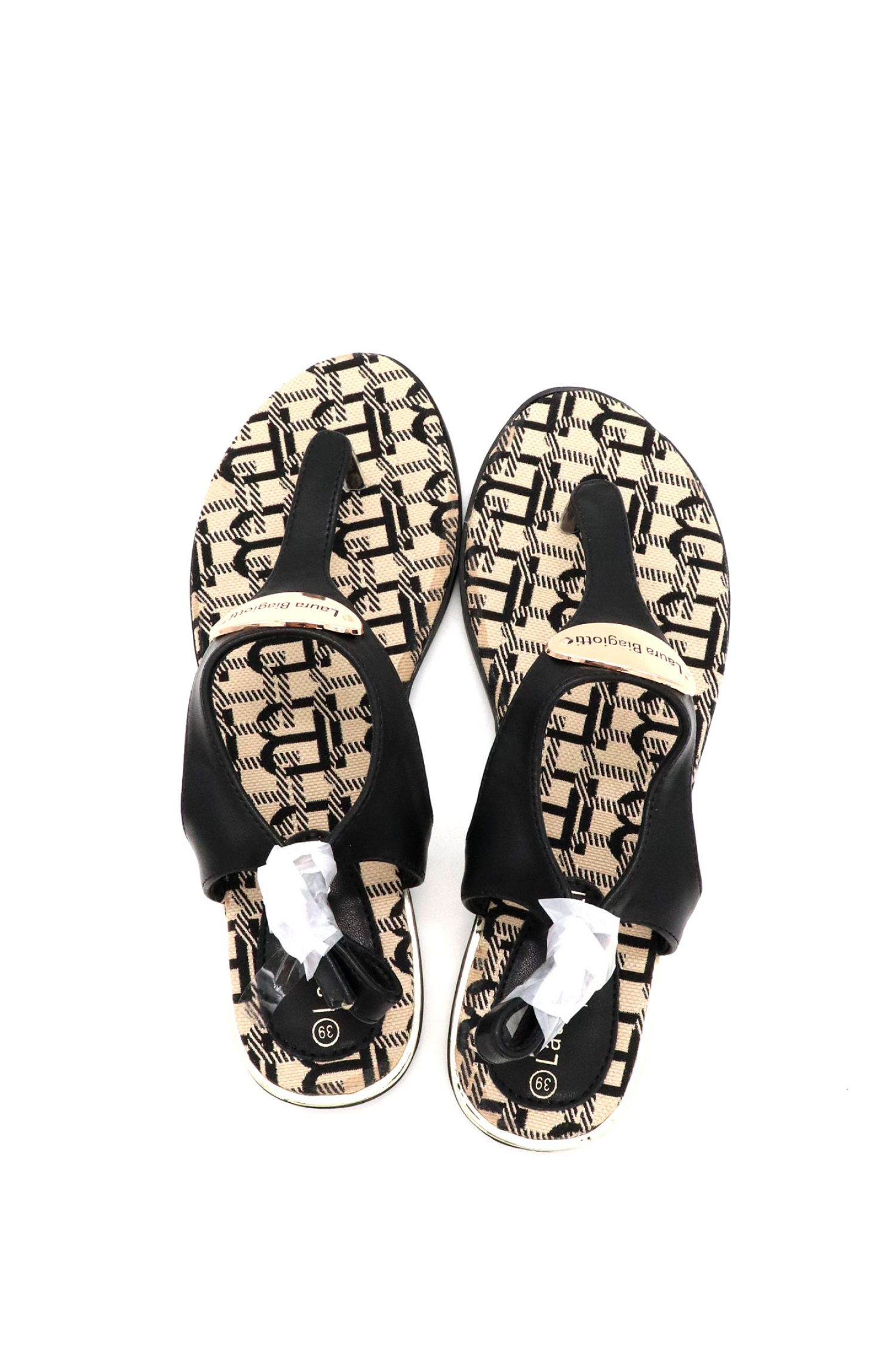 LAURA BIAGIOTTI ΠΑΠΟΥΤΣΙΑ ΣΑΝΔΑΛΙΑ LOGO ΜΑΥΡΟ φωτογραφία