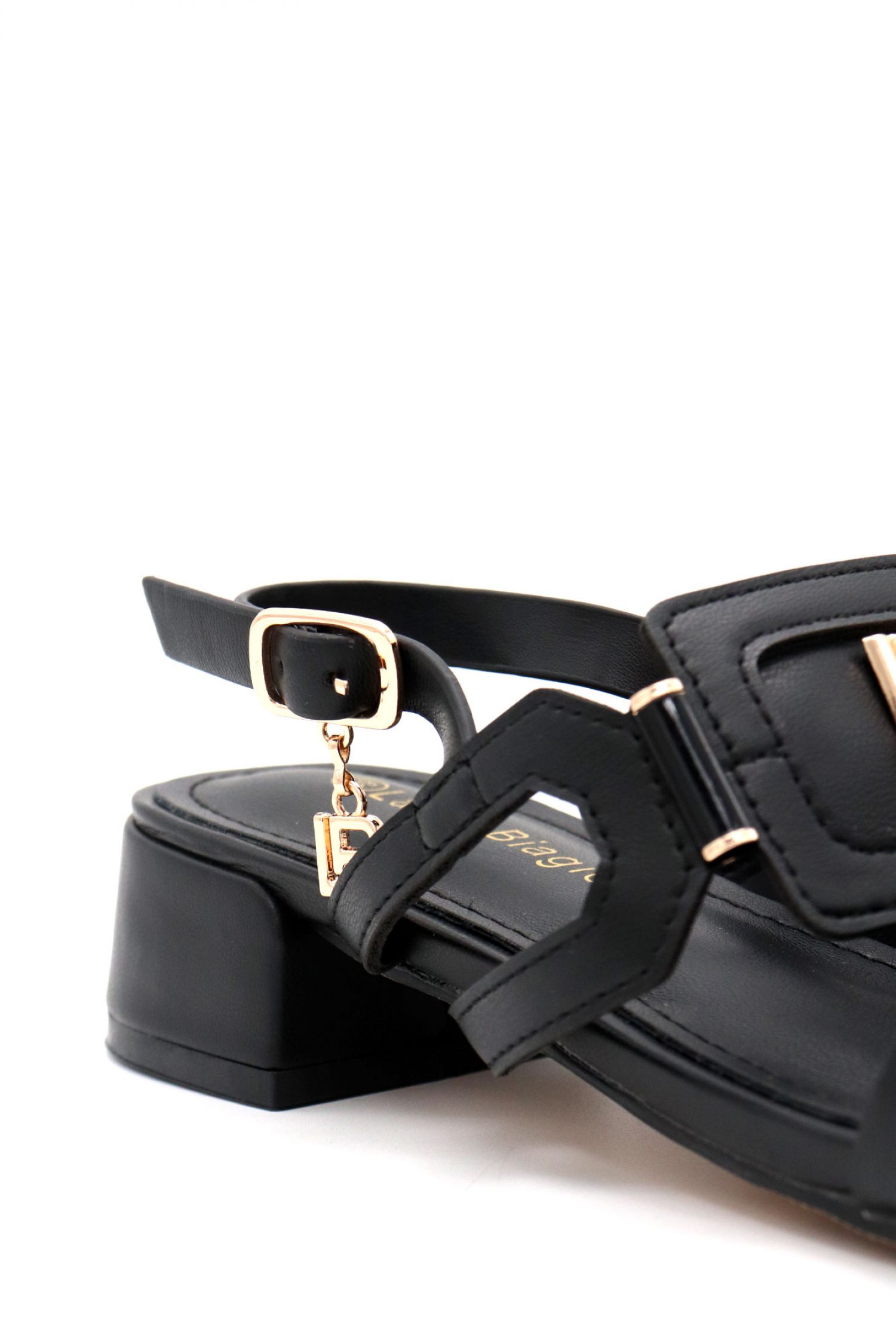 LAURA BIAGIOTTI ΠΑΠΟΥΤΣΙΑ ΠΕΔΙΛΑ ΛΟΥΡΑΚΙΑ ΜΕΤΑΛΛΙΚΟ LOGO ΜΑΥΡΟ