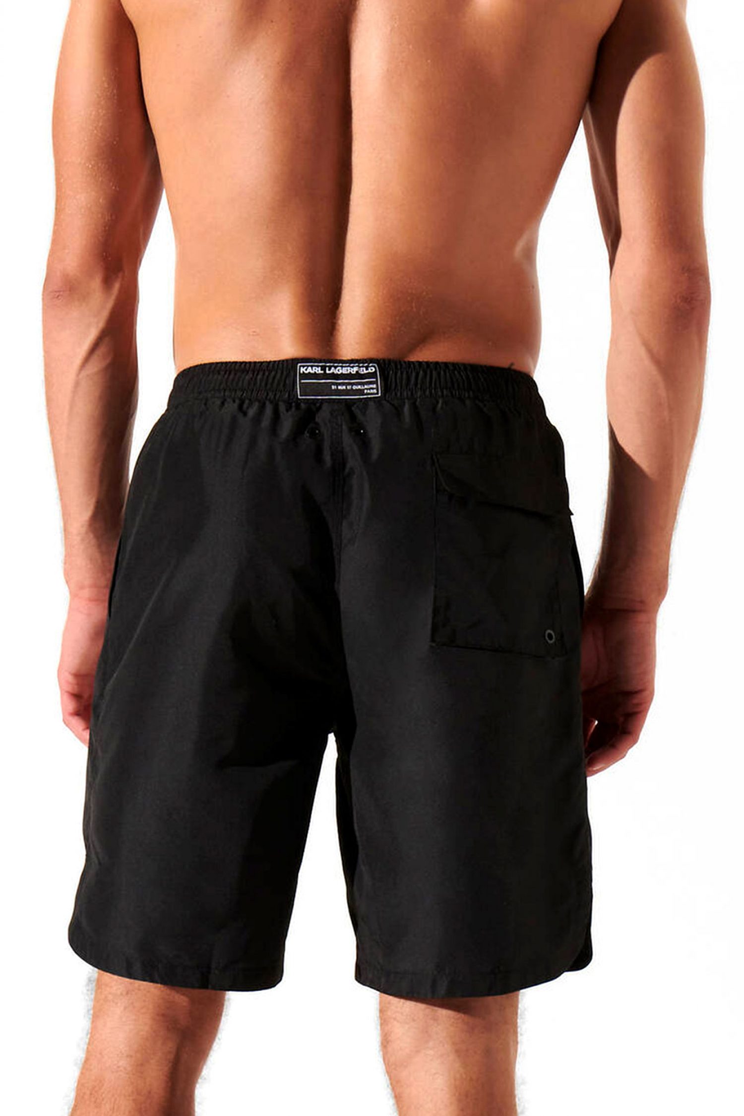 KARL LAGERFELD ΜΑΓΙΩ LOGO LONG BOARDSHORTS ΜΑΥΡΟ