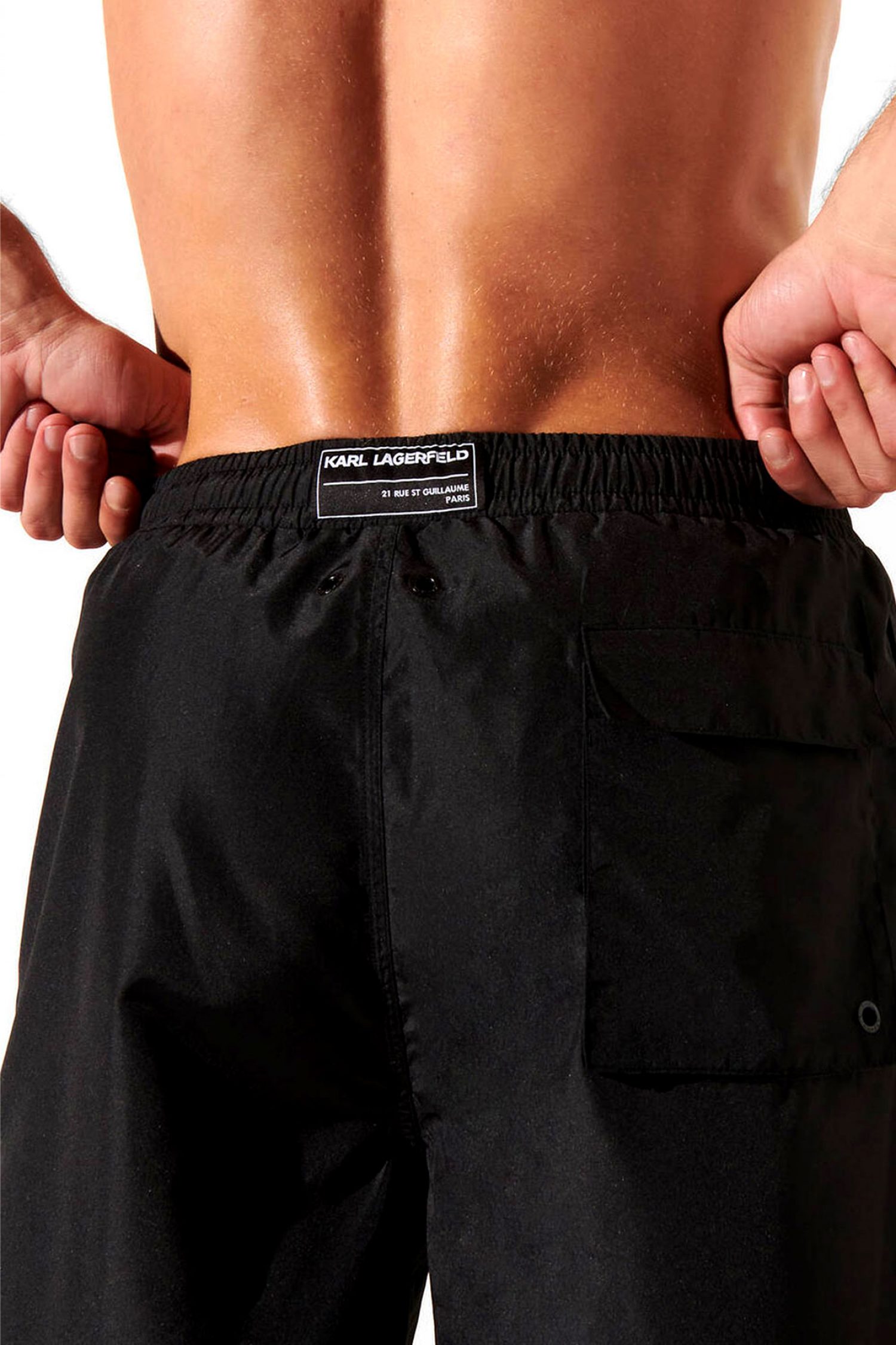 KARL LAGERFELD ΜΑΓΙΩ LOGO LONG BOARDSHORTS ΜΑΥΡΟ