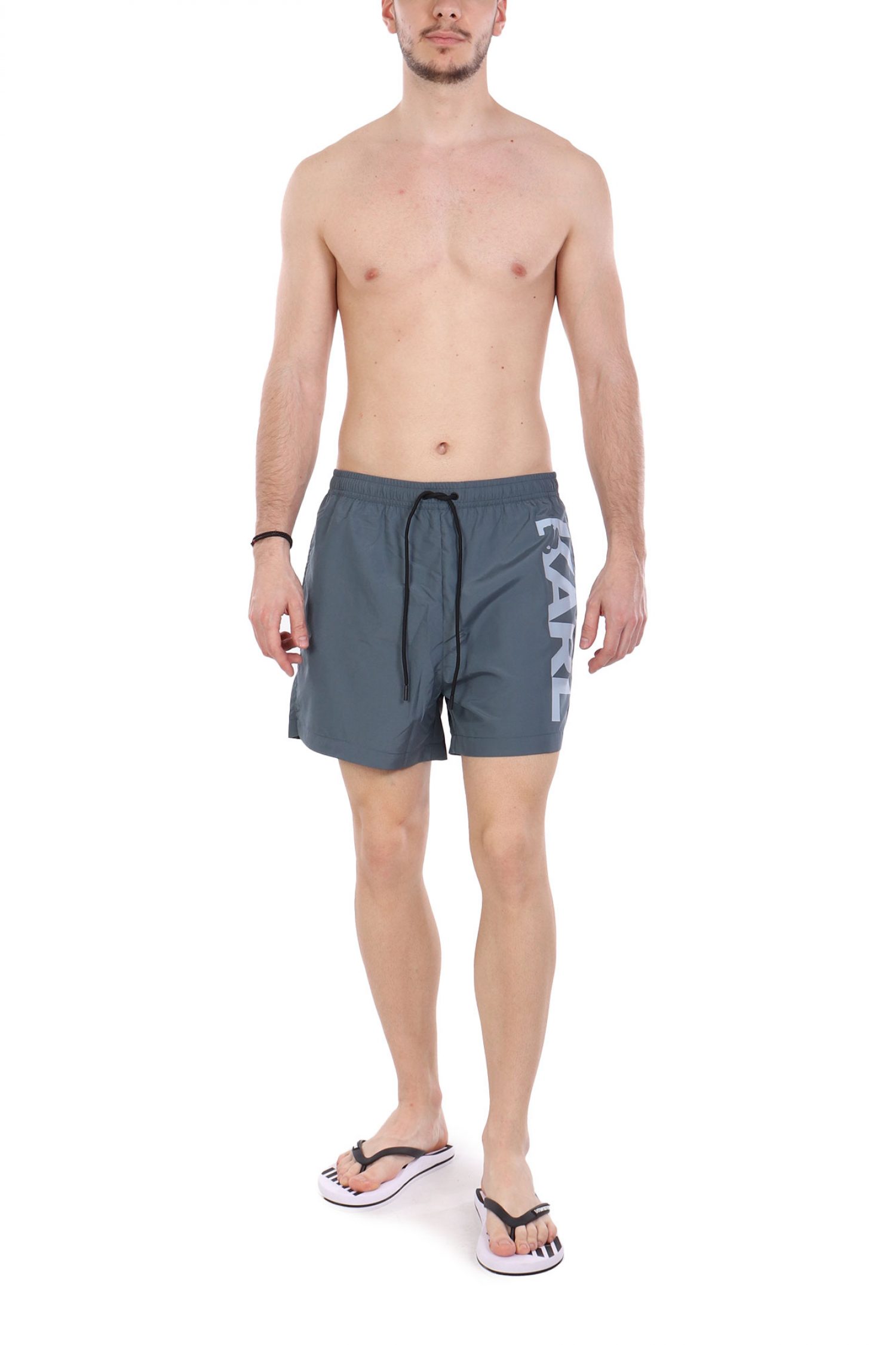 KARL LAGERFELD ΜΑΓΙΩ LOGO SHORT BOARDSHORTS ΓΚΡΙ