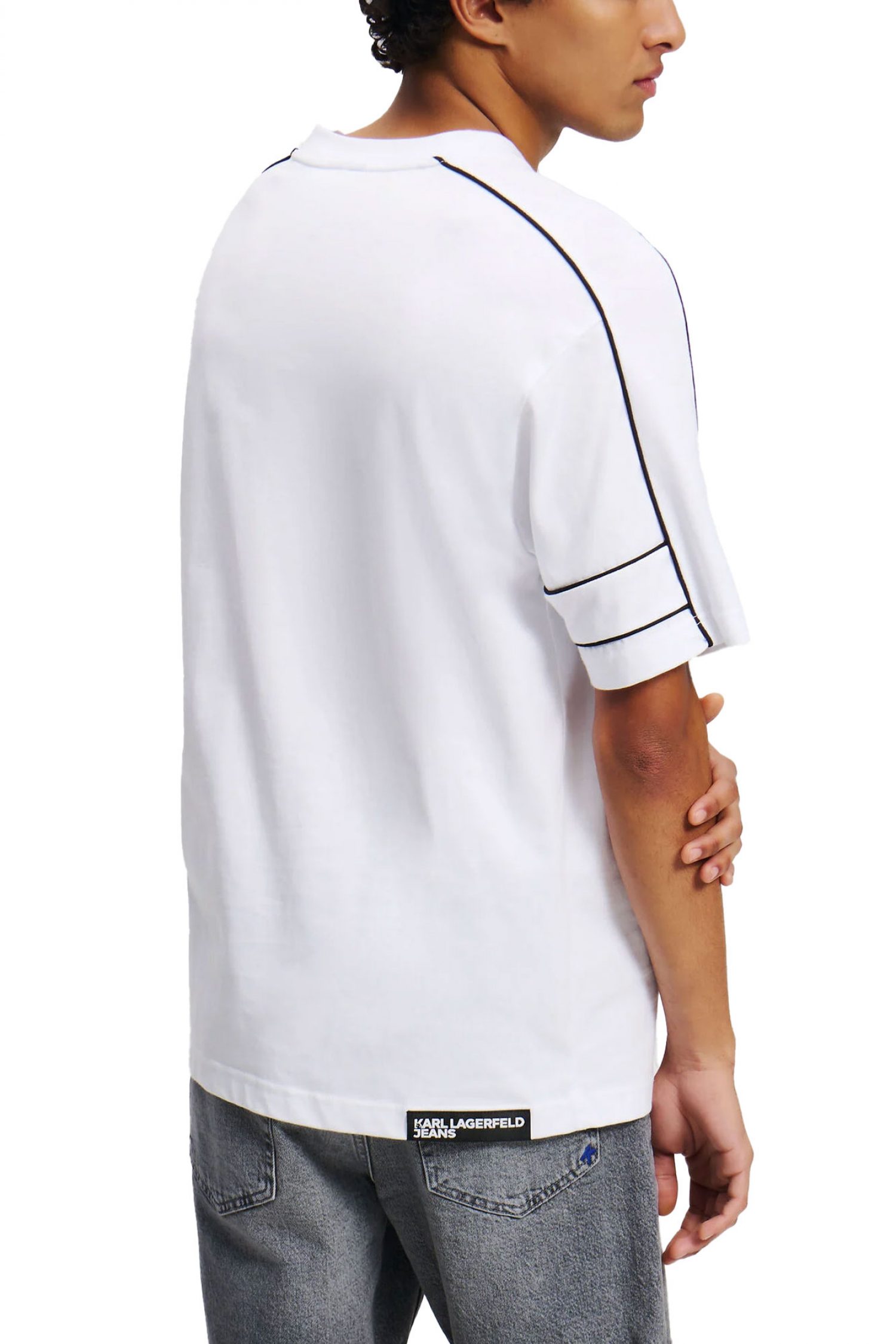 KARL LAGERFELD JEANS T-SHIRT PIPING TEE RELAXED FIT ΛΕΥΚΟ φωτογραφία