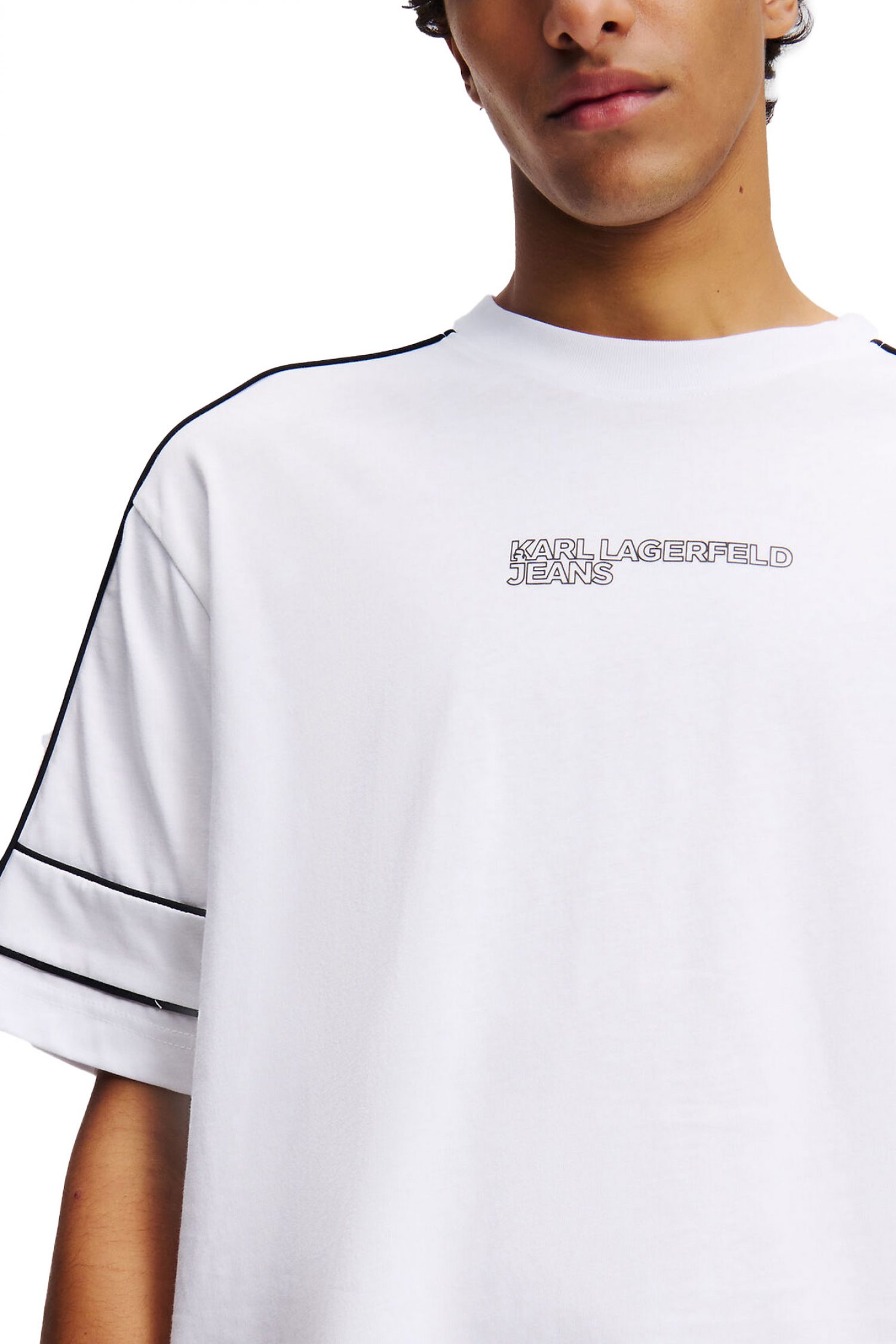 KARL LAGERFELD JEANS T-SHIRT PIPING TEE RELAXED FIT ΛΕΥΚΟ φωτογραφία