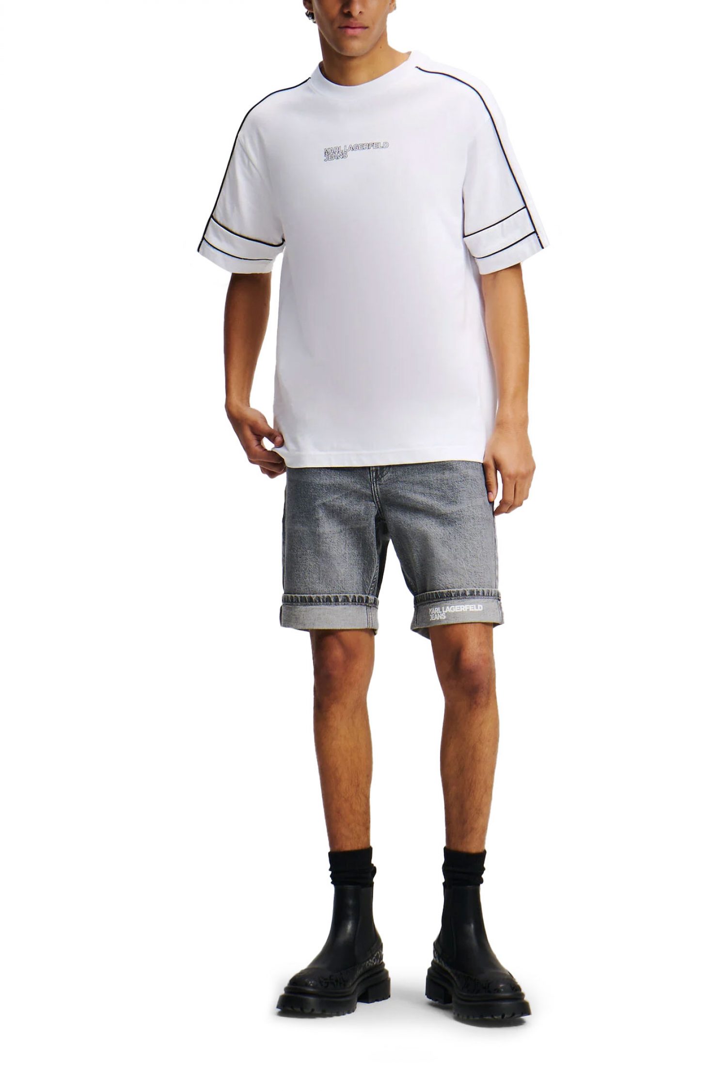 KARL LAGERFELD JEANS T-SHIRT PIPING TEE RELAXED FIT ΛΕΥΚΟ φωτογραφία