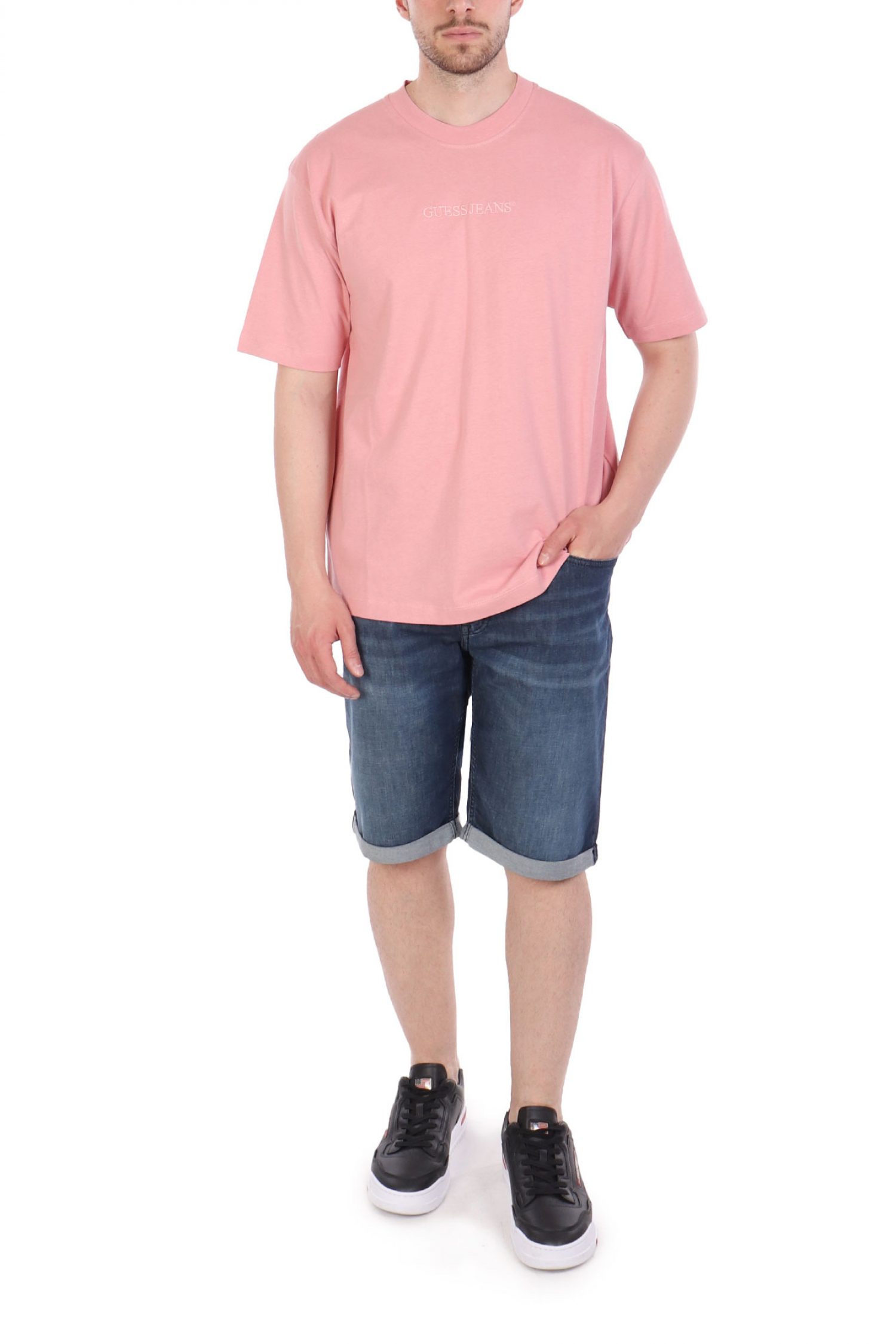 GUESS JEANS T-SHIRT CREWNECK OVERSIZED FIT LOGO ΣΟΜΟΝ