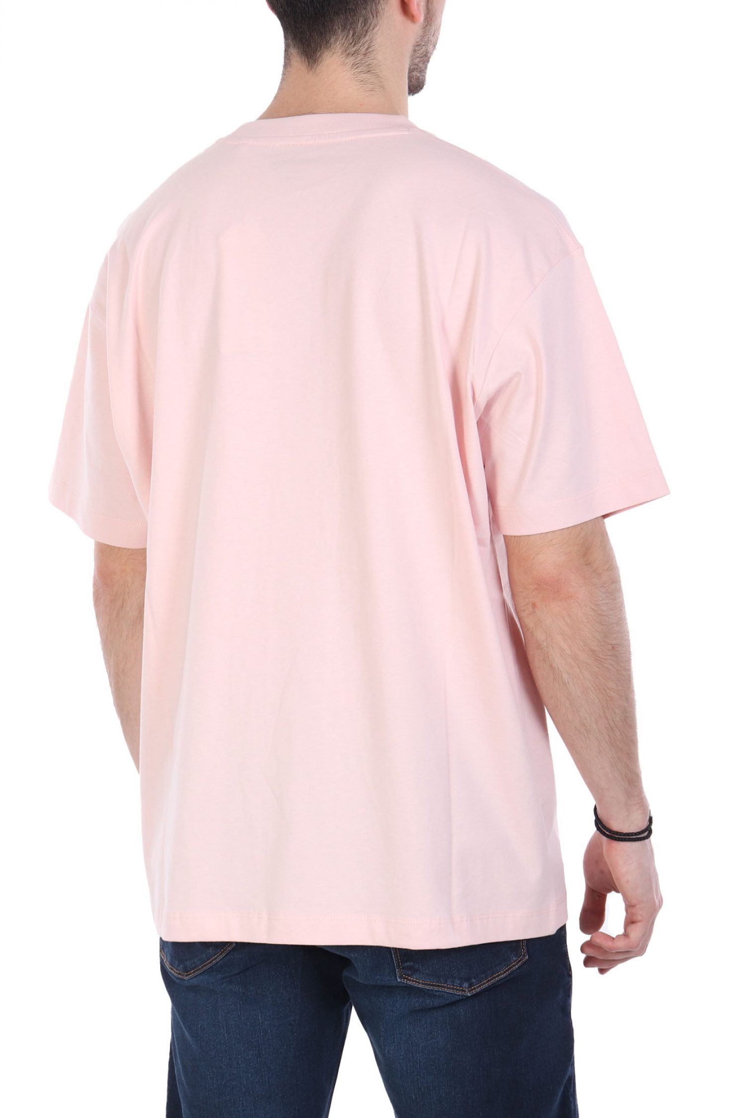 GUESS JEANS T-SHIRT CREWNECK OVERSIZED FIT LOGO ΡΟΖ