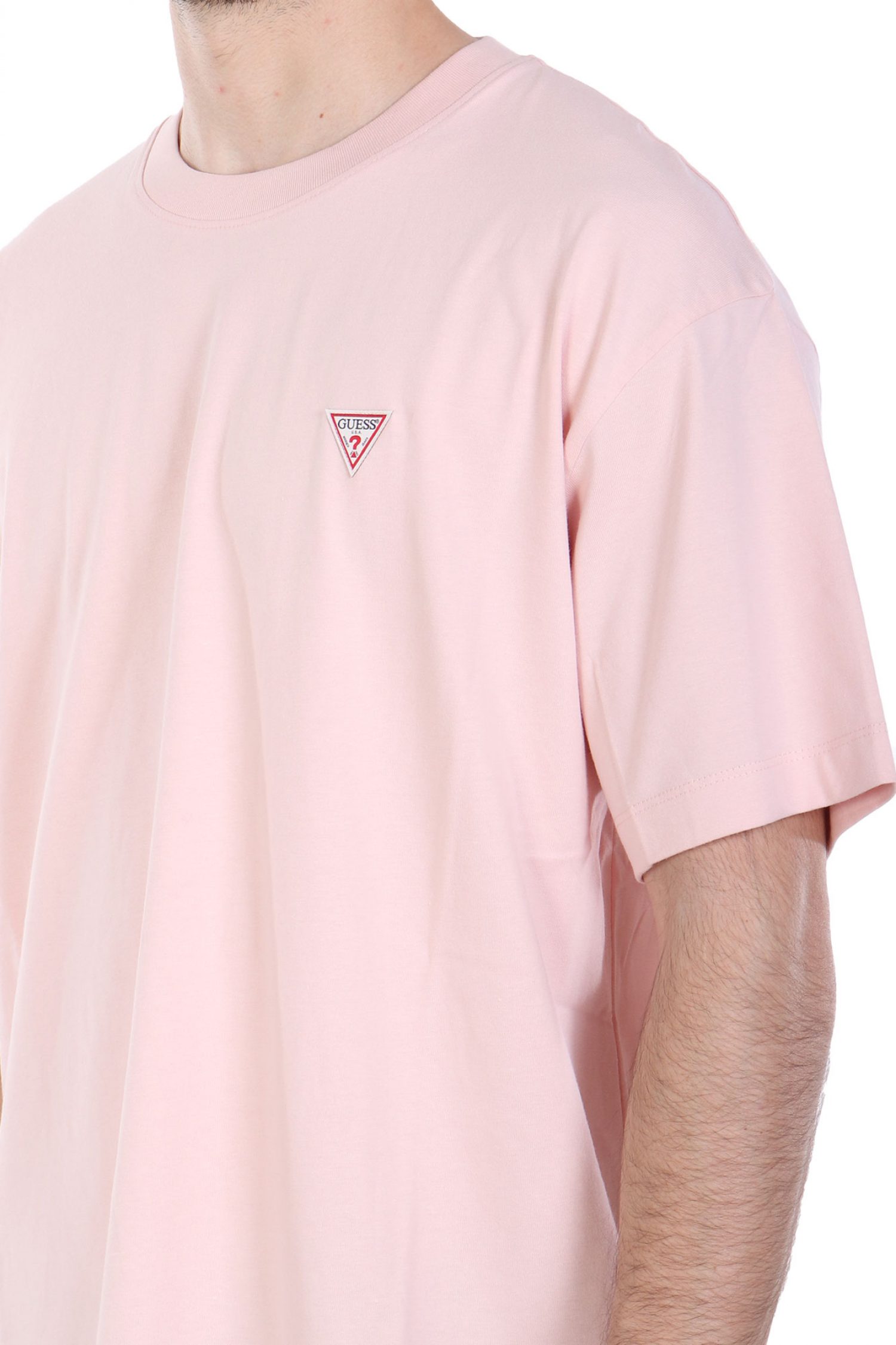 GUESS JEANS T-SHIRT CREWNECK OVERSIZED FIT LOGO ΡΟΖ φωτογραφία