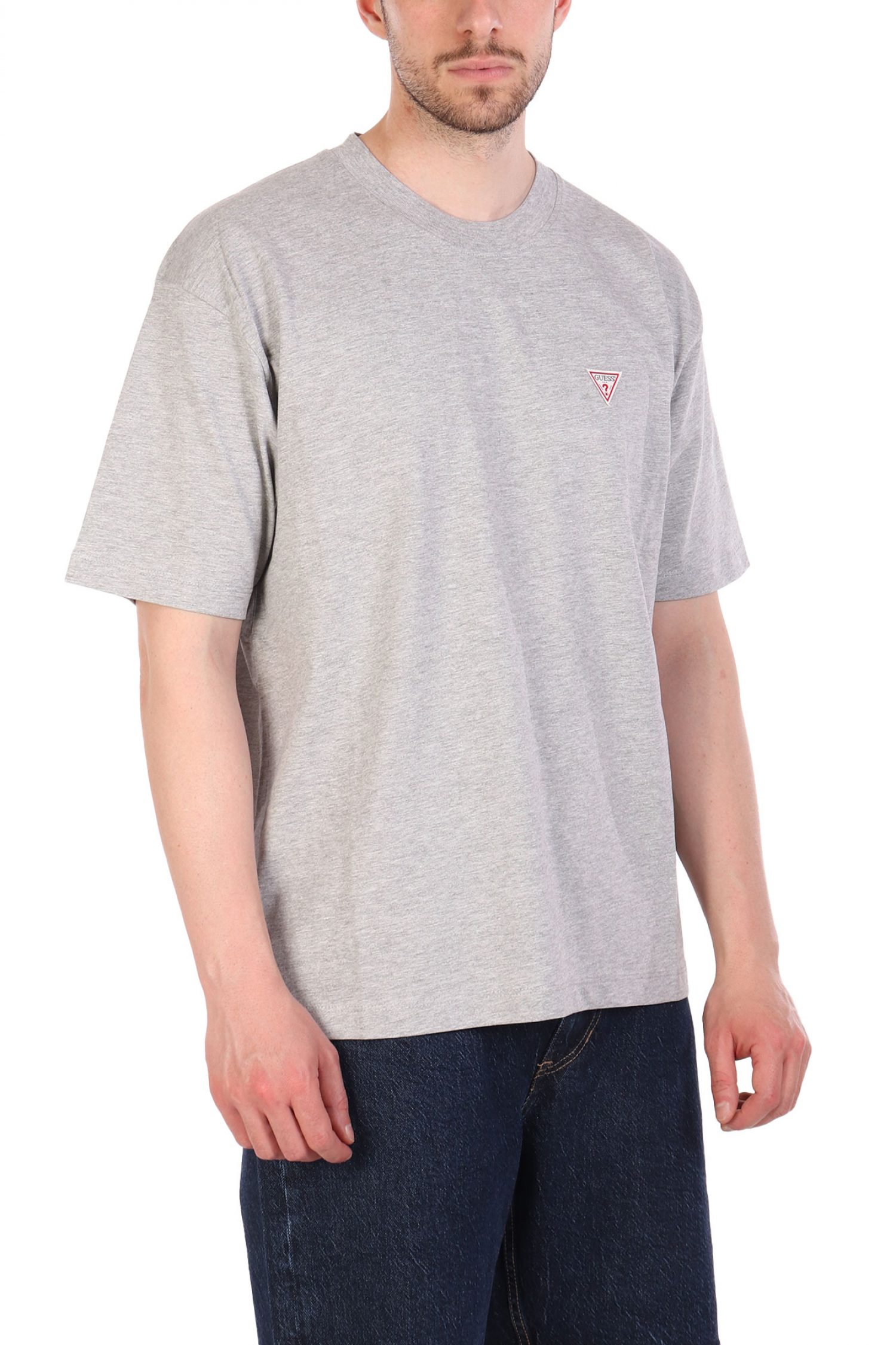 GUESS JEANS T-SHIRT CREWNECK OVERSIZED FIT LOGO ΓΚΡΙ