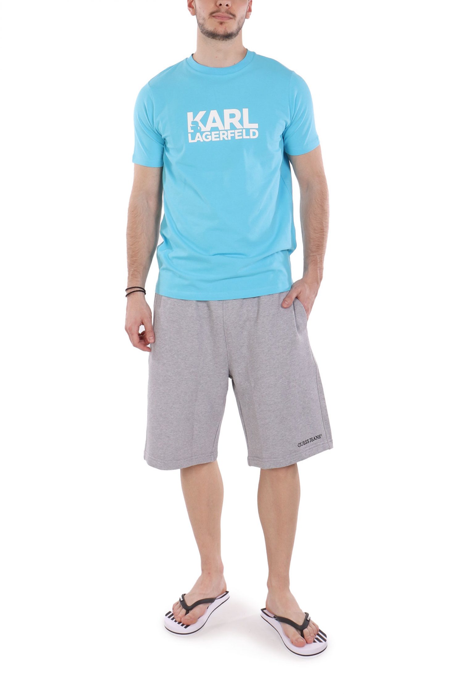 GUESS JEANS ΒΕΡΜΟΥΔΑ ΦΟΥΤΕΡ LOGO ΓΚΡΙ