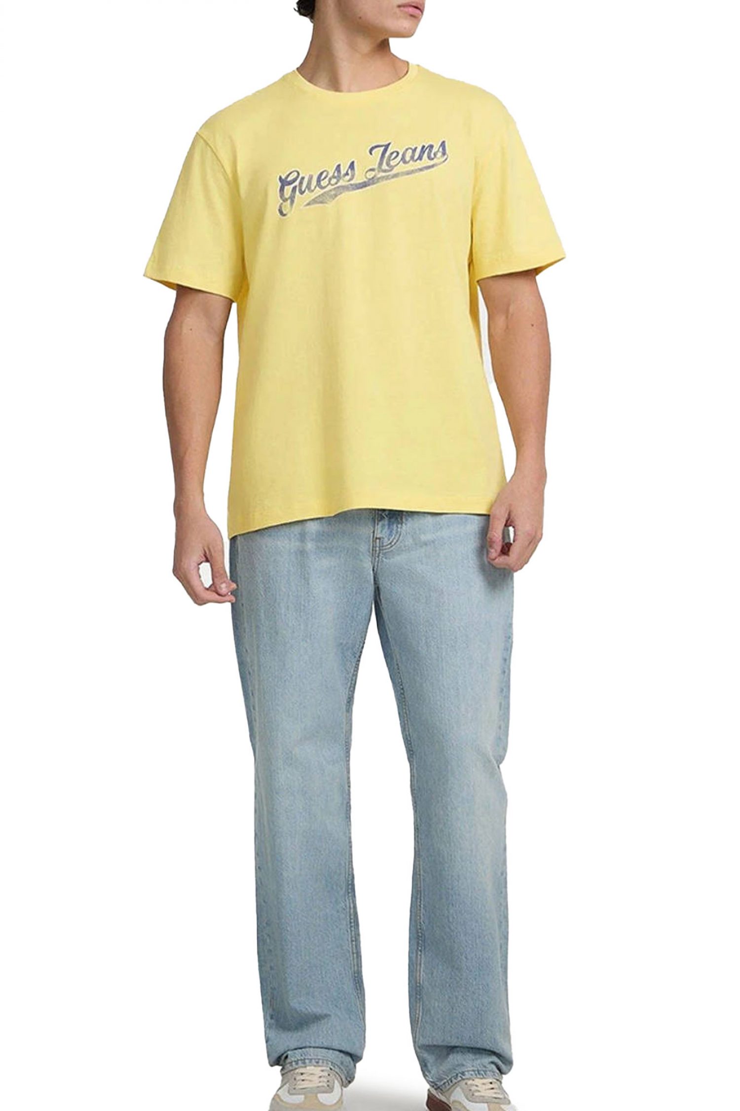 GUESS JEANS T-SHIRT CREWNECK REGULAR FIT ΚΙΤΡΙΝΟ