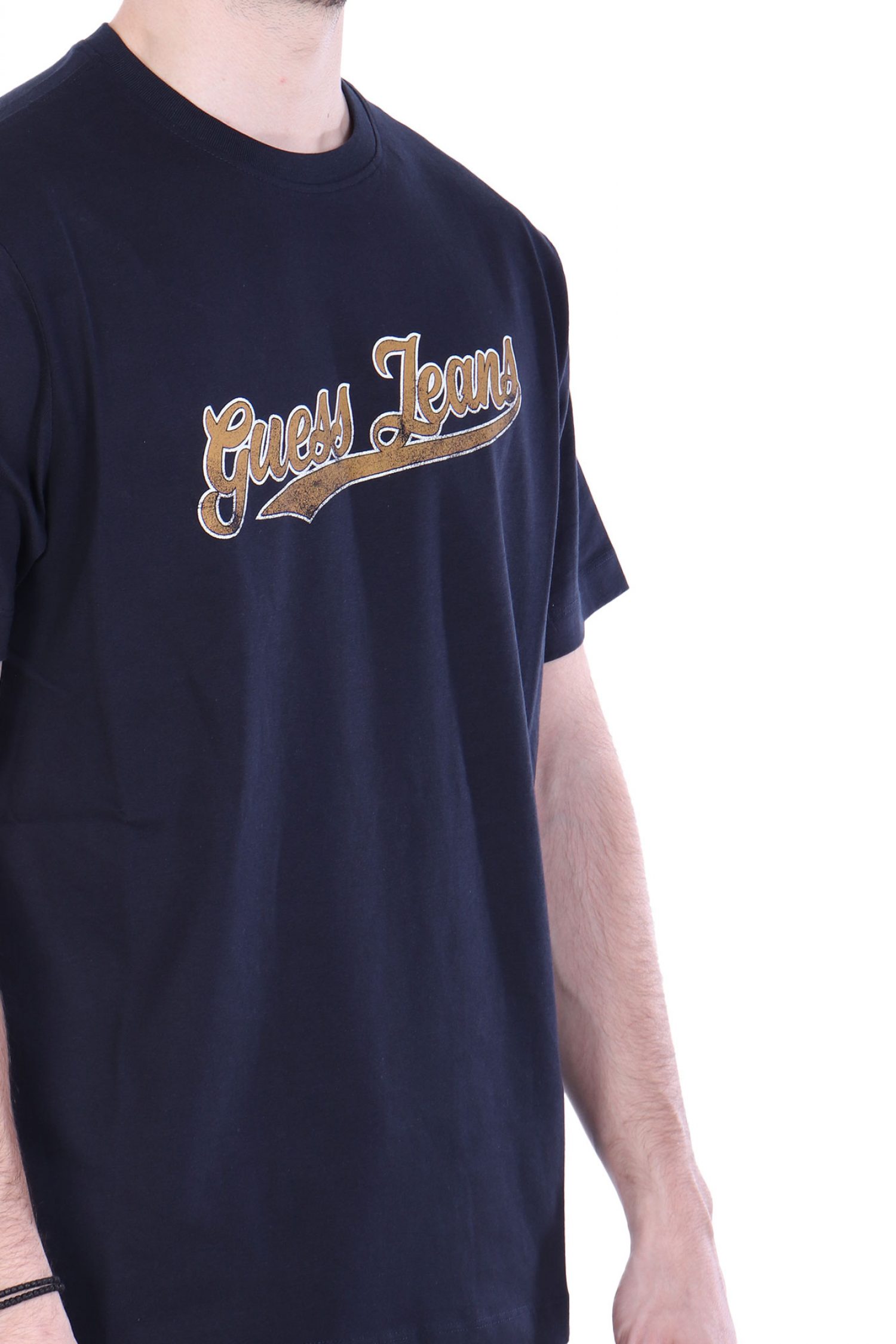 GUESS JEANS T-SHIRT CREWNECK REGULAR FIT ΜΠΛΕ