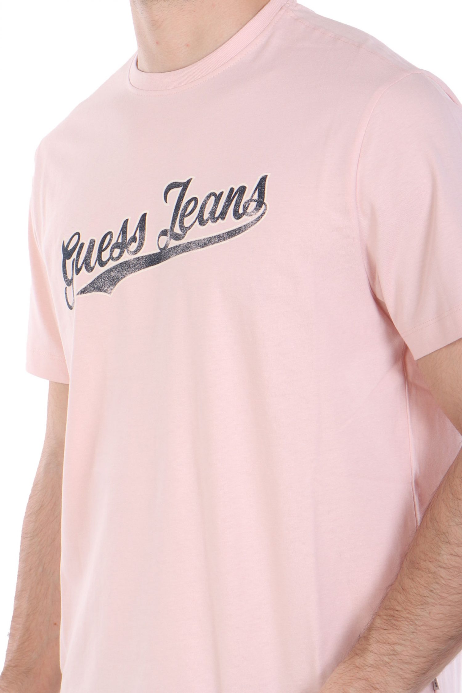 GUESS JEANS T-SHIRT CREWNECK REGULAR FIT ΡΟΖ φωτογραφία