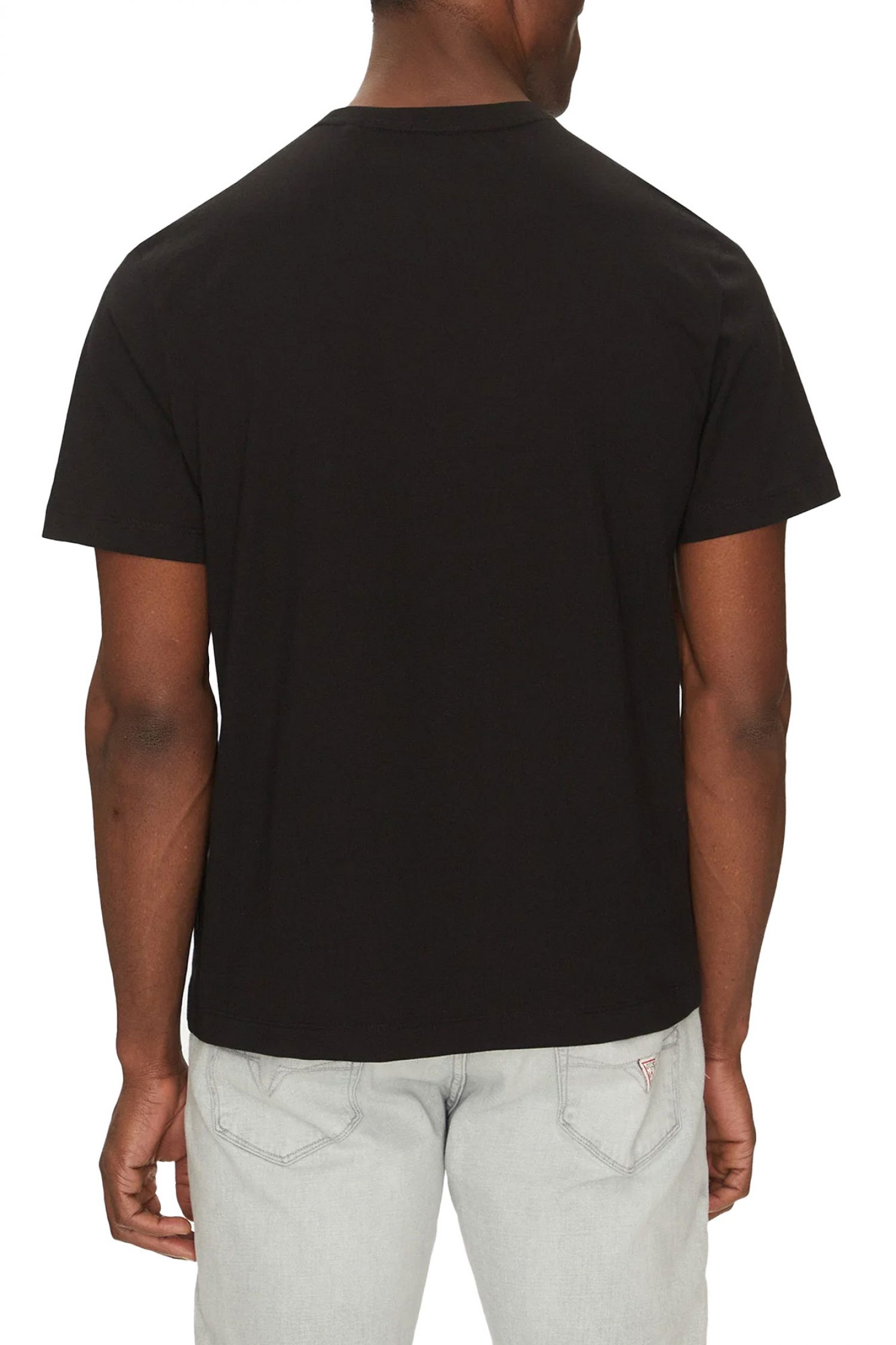 GUESS JEANS T-SHIRT CREWNECK REGULAR FIT ΜΑΥΡΟ