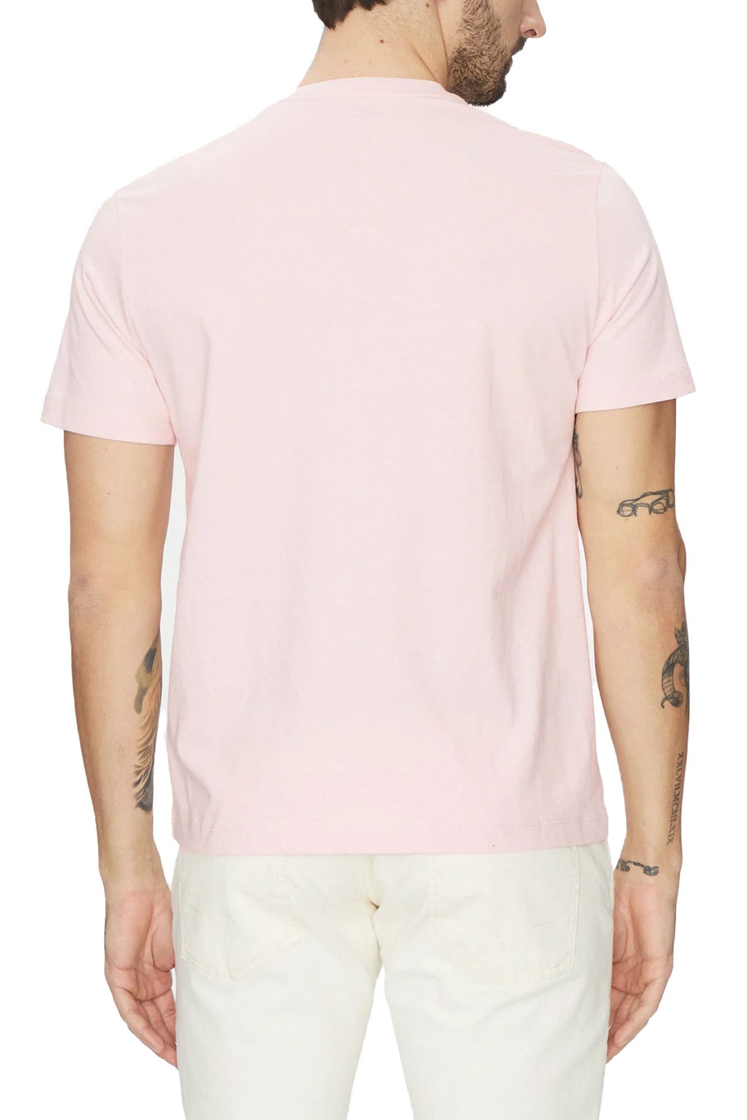 GUESS T-SHIRT CREW NECK REGULAR FIT LOGO ΡΟΖ