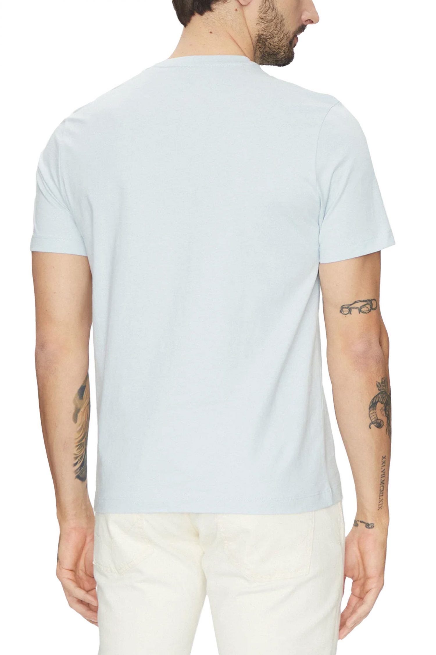 GUESS JEANS T-SHIRT CREW NECK REGULAR FIT LOGO ΣΙΕΛ