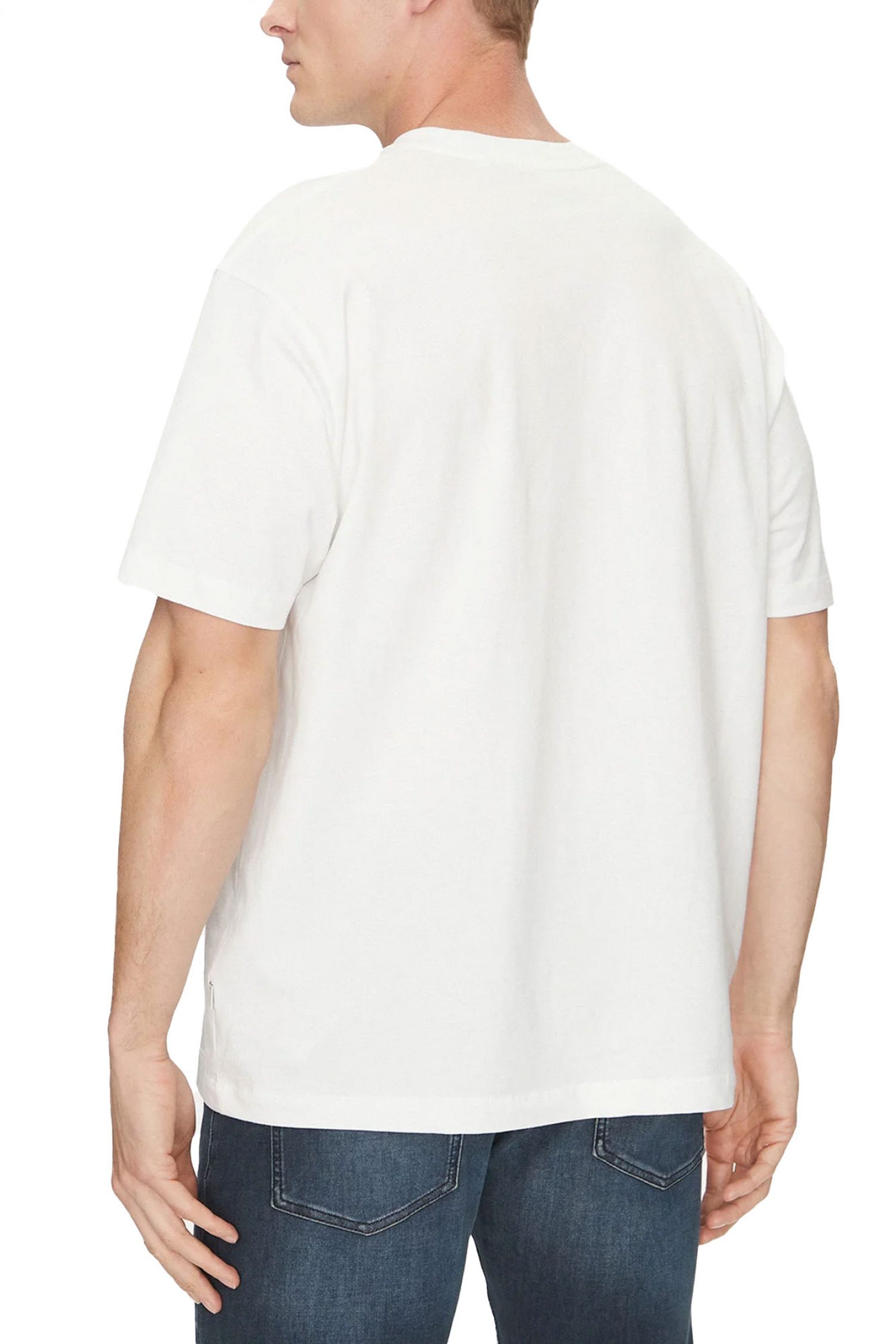 GUESS JEANS T-SHIRT CREW NECK OVERSIZED FIT LOGO ΛΕΥΚΟ