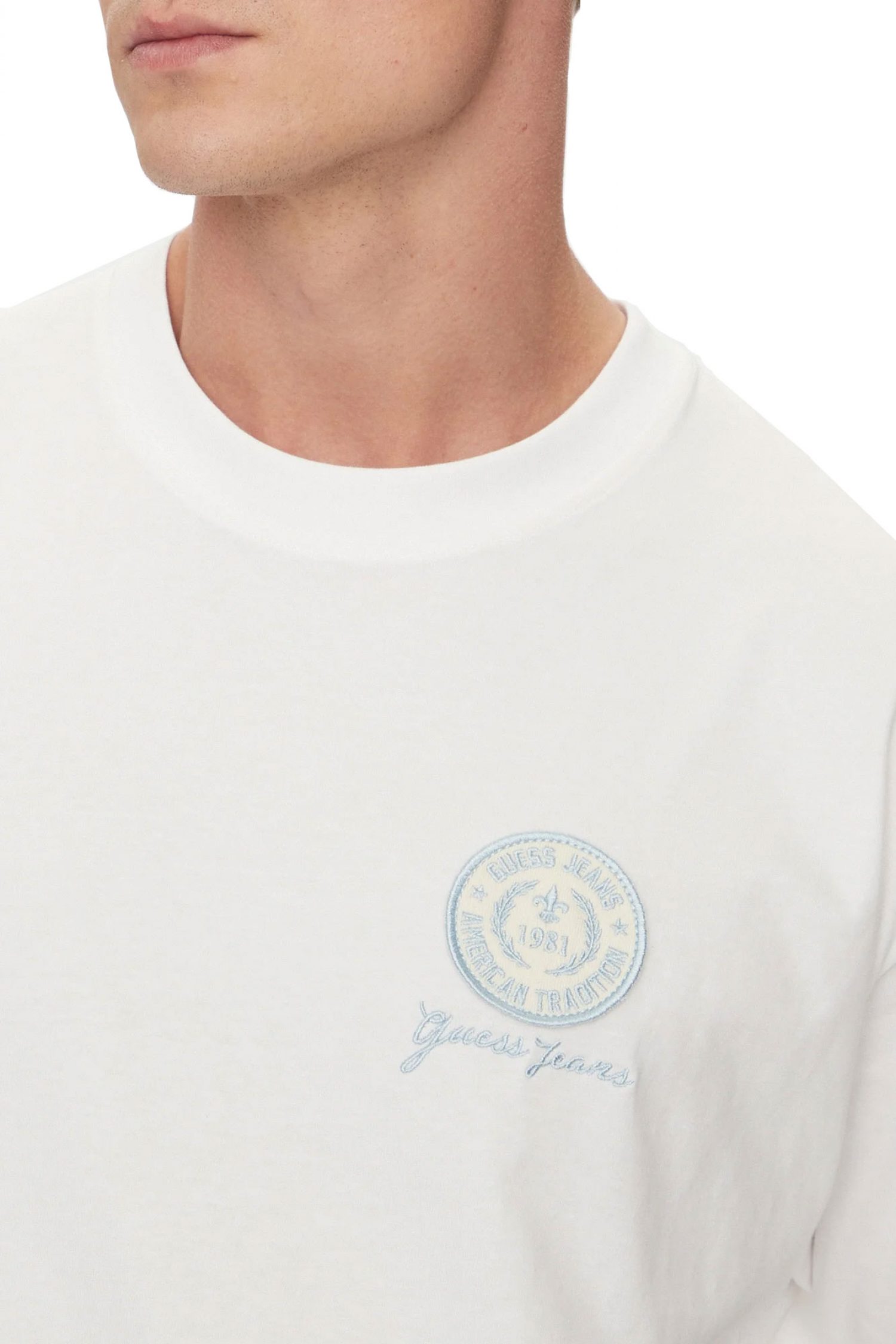 GUESS JEANS T-SHIRT CREW NECK OVERSIZED FIT LOGO ΛΕΥΚΟ