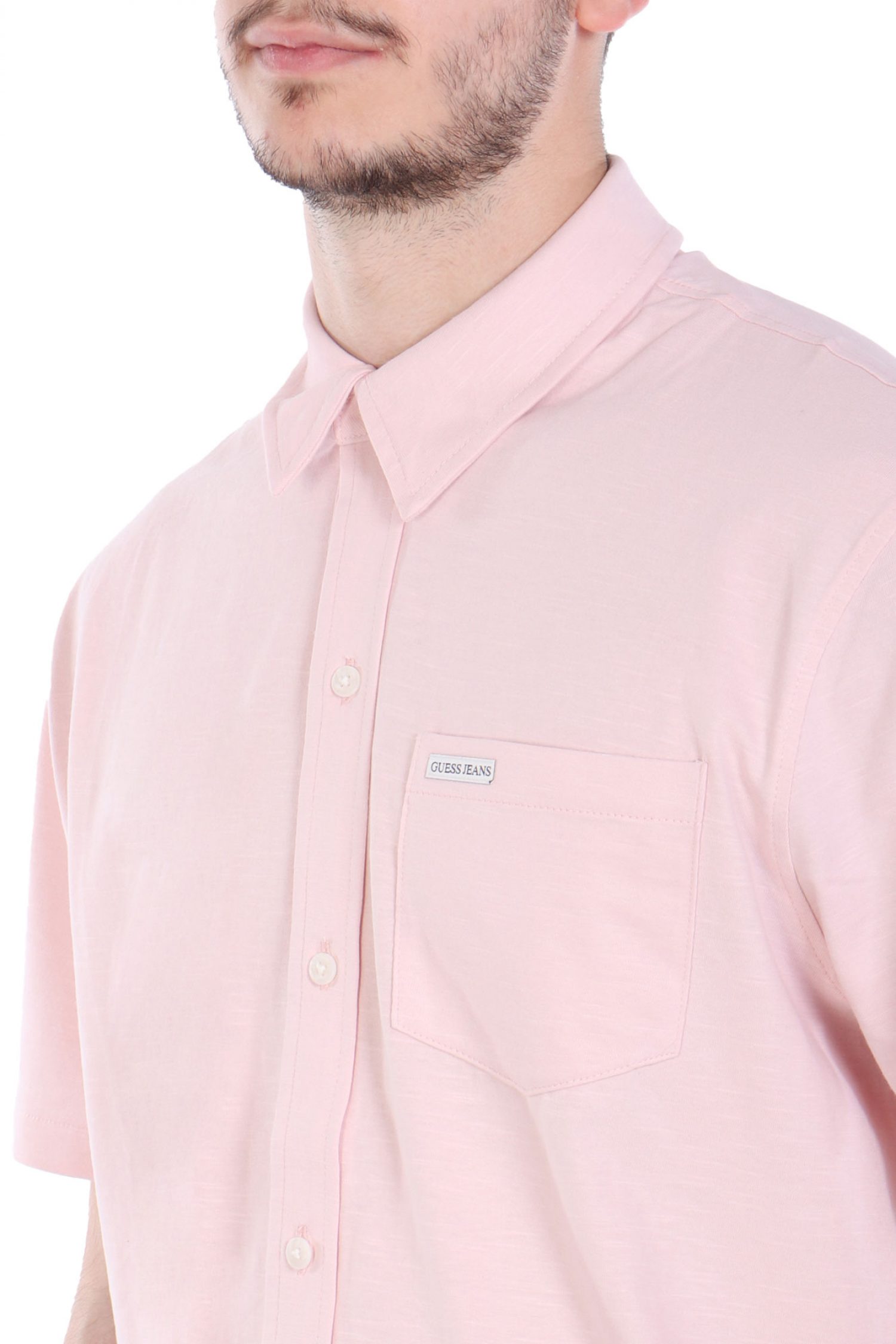 GUESS JEANS ΠΟΥΚΑΜΙΣΟ ΚΟΝΤΟΜΑΝΙΚΟ POCKET LOGO ΡΟΖ φωτογραφία