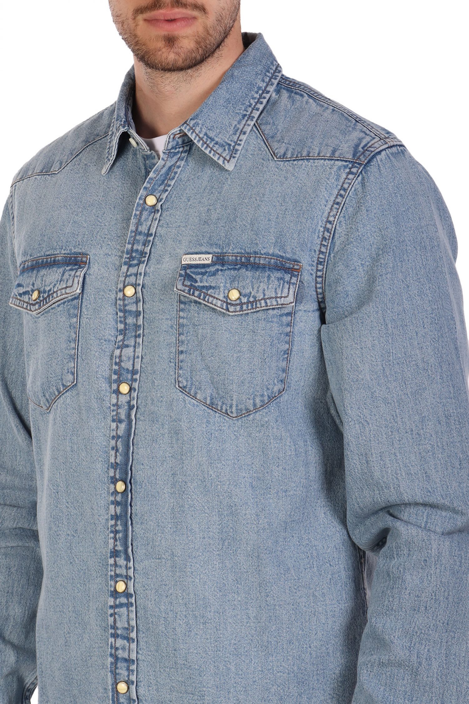 GUESS JEANS ΠΟΥΚΑΜΙΣΟ JEANS SLIM FIT ΣΙΕΛ φωτογραφία