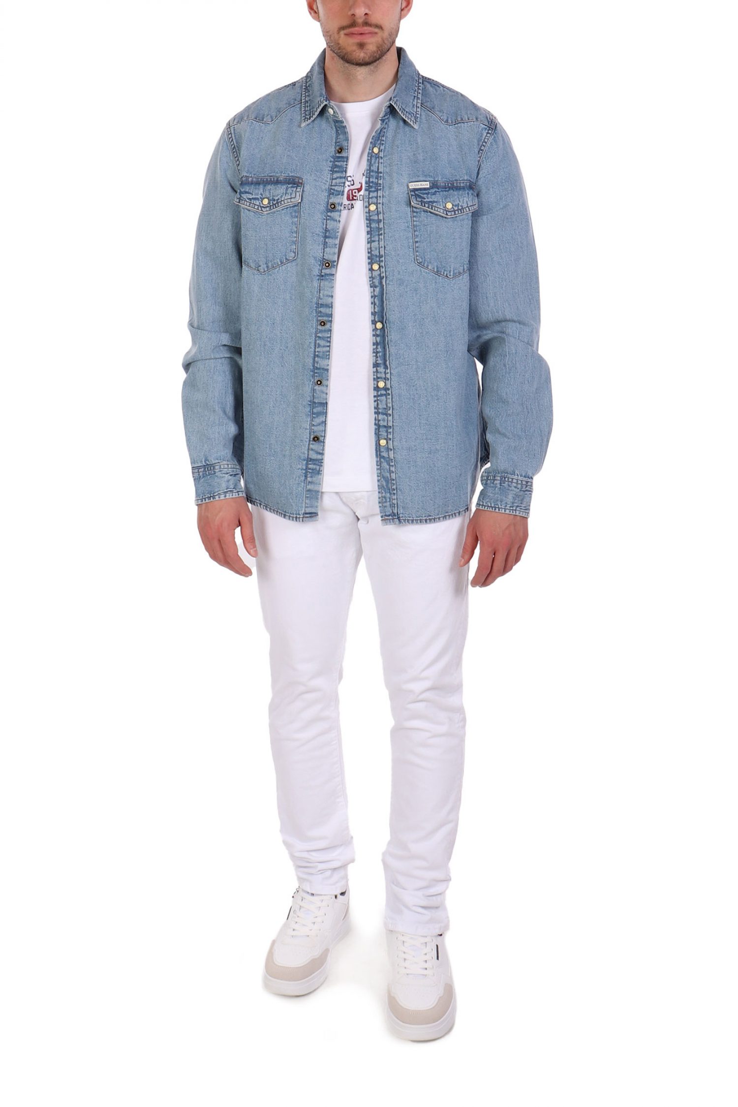 GUESS JEANS ΠΟΥΚΑΜΙΣΟ JEANS SLIM FIT ΣΙΕΛ