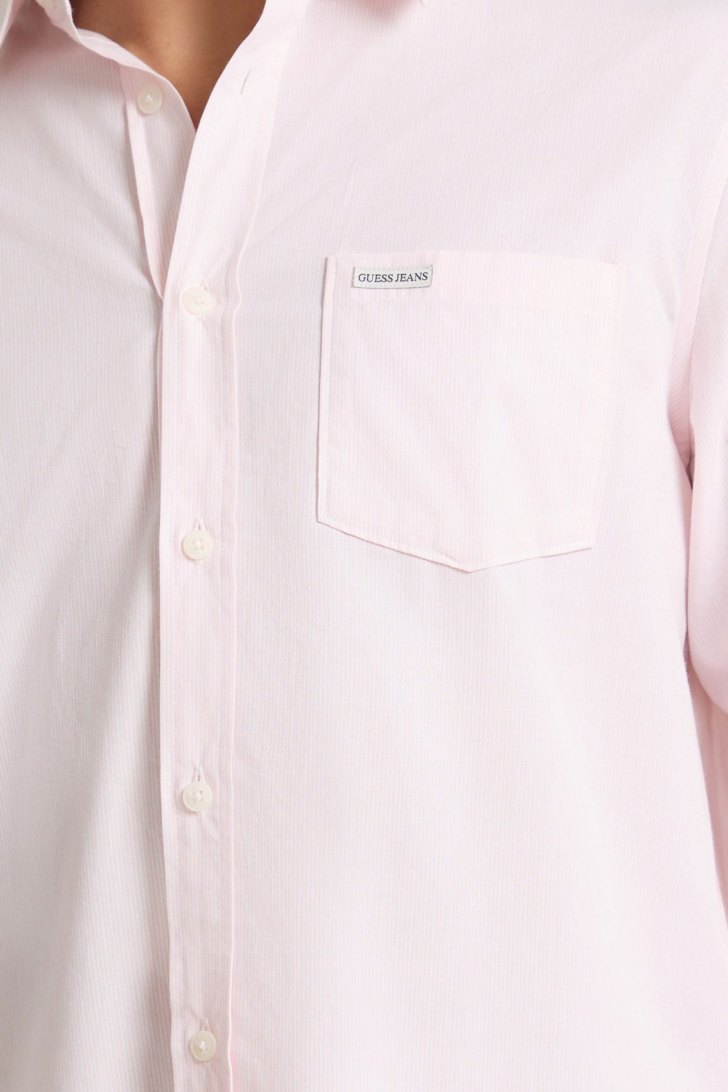 GUESS JEANS ΠΟΥΚΑΜΙΣΟ ΡΙΓΕ LS CLASSIC FIT POCKET ΡΟΖ