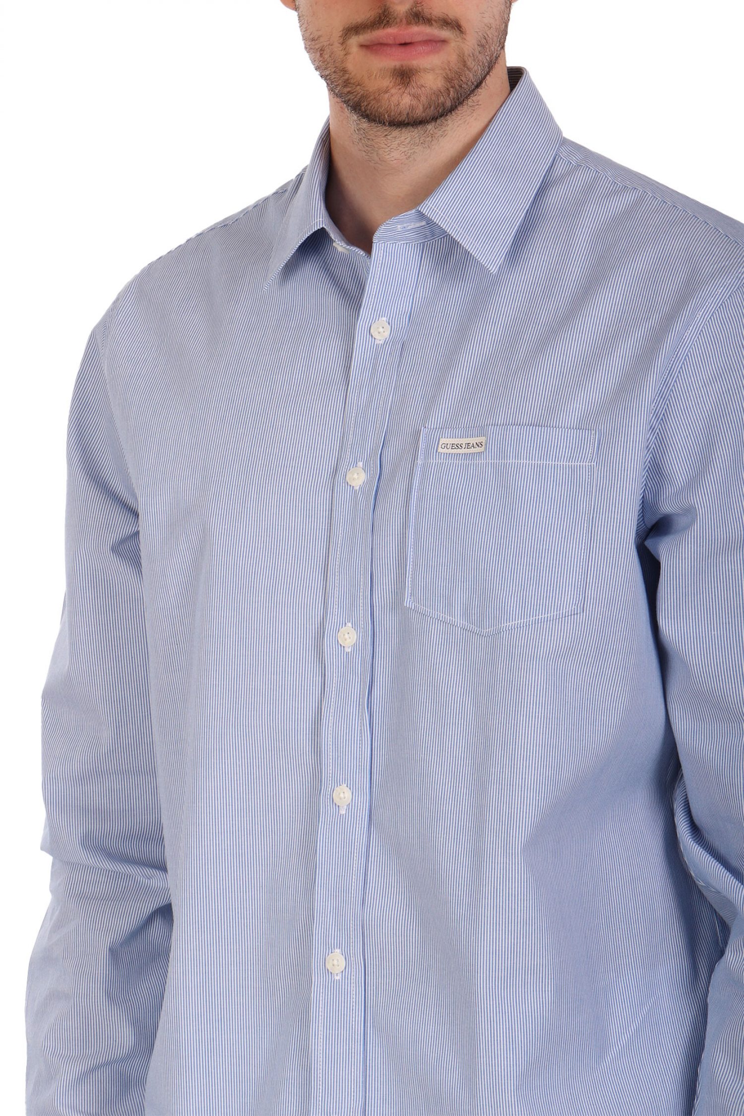 GUESS JEANS ΠΟΥΚΑΜΙΣΟ ΡΙΓΕ LS CLASSIC FIT POCKET ΣΙΕΛ φωτογραφία