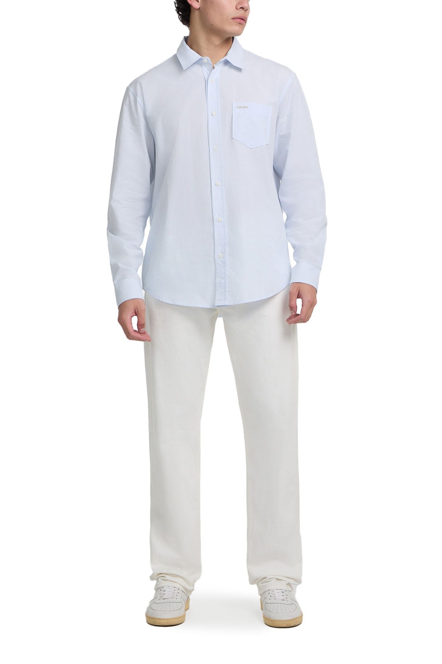 GUESS JEANS ΠΟΥΚΑΜΙΣΟ ΡΙΓΕ LS CLASSIC FIT POCKET ΓΑΛΑΖΙΟ