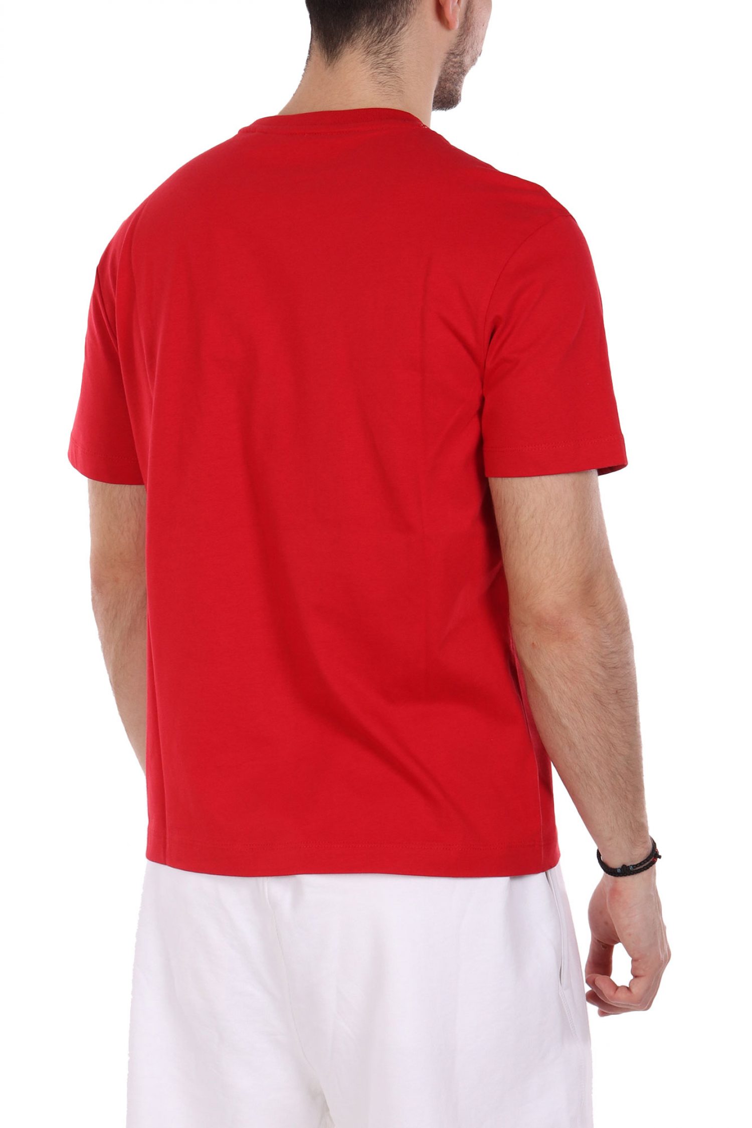 GUESS JEANS T-SHIRT CREWNECK REGULAR FIT LOGO ΚΟΚΚΙΝΟ