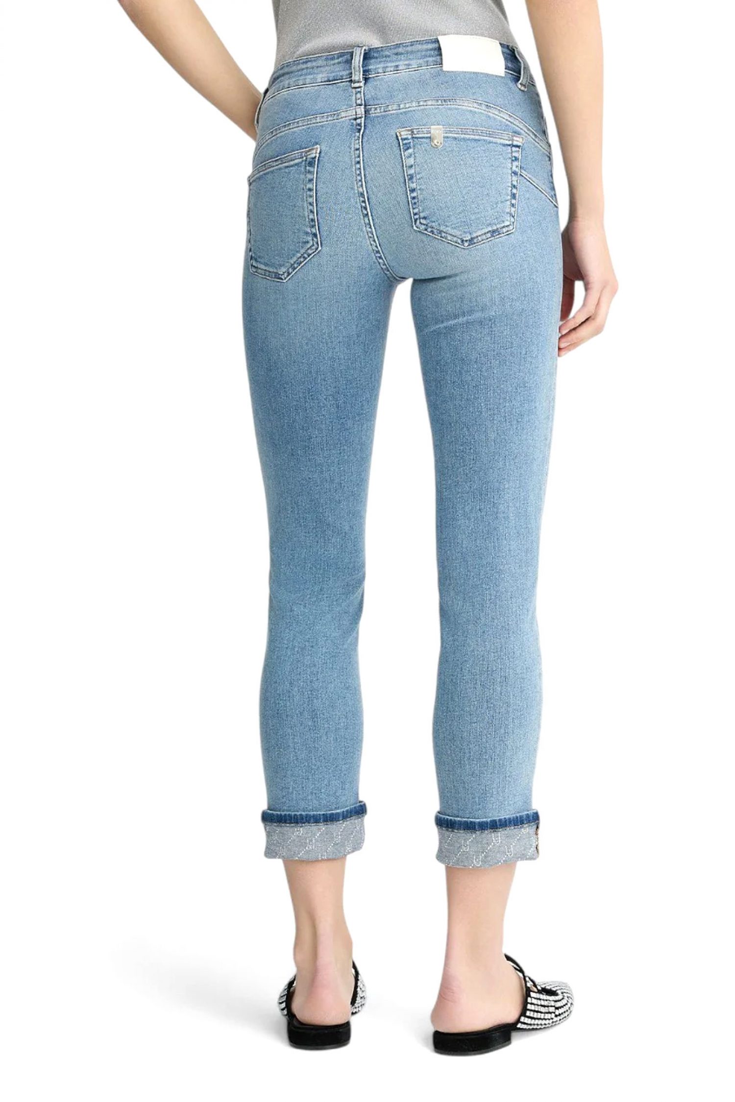 LIU-JO ΠΑΝΤΕΛΟΝΙ JEANS SKINNY MONROE ΡΕΒΕΡ ΣΤΡΑΣ LOGO ΜΠΛΕ