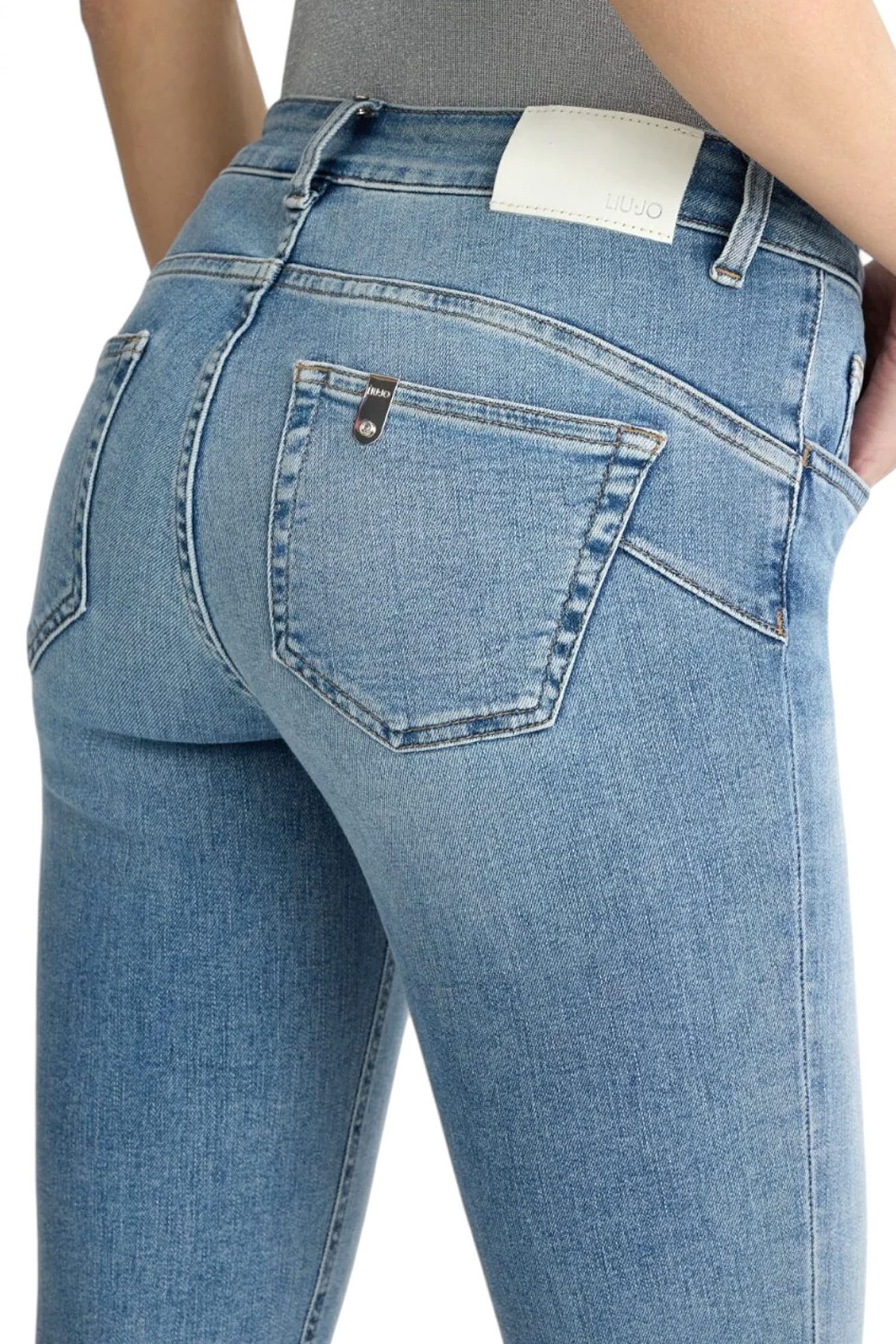 LIU-JO ΠΑΝΤΕΛΟΝΙ JEANS SKINNY MONROE ΡΕΒΕΡ ΣΤΡΑΣ LOGO ΜΠΛΕ