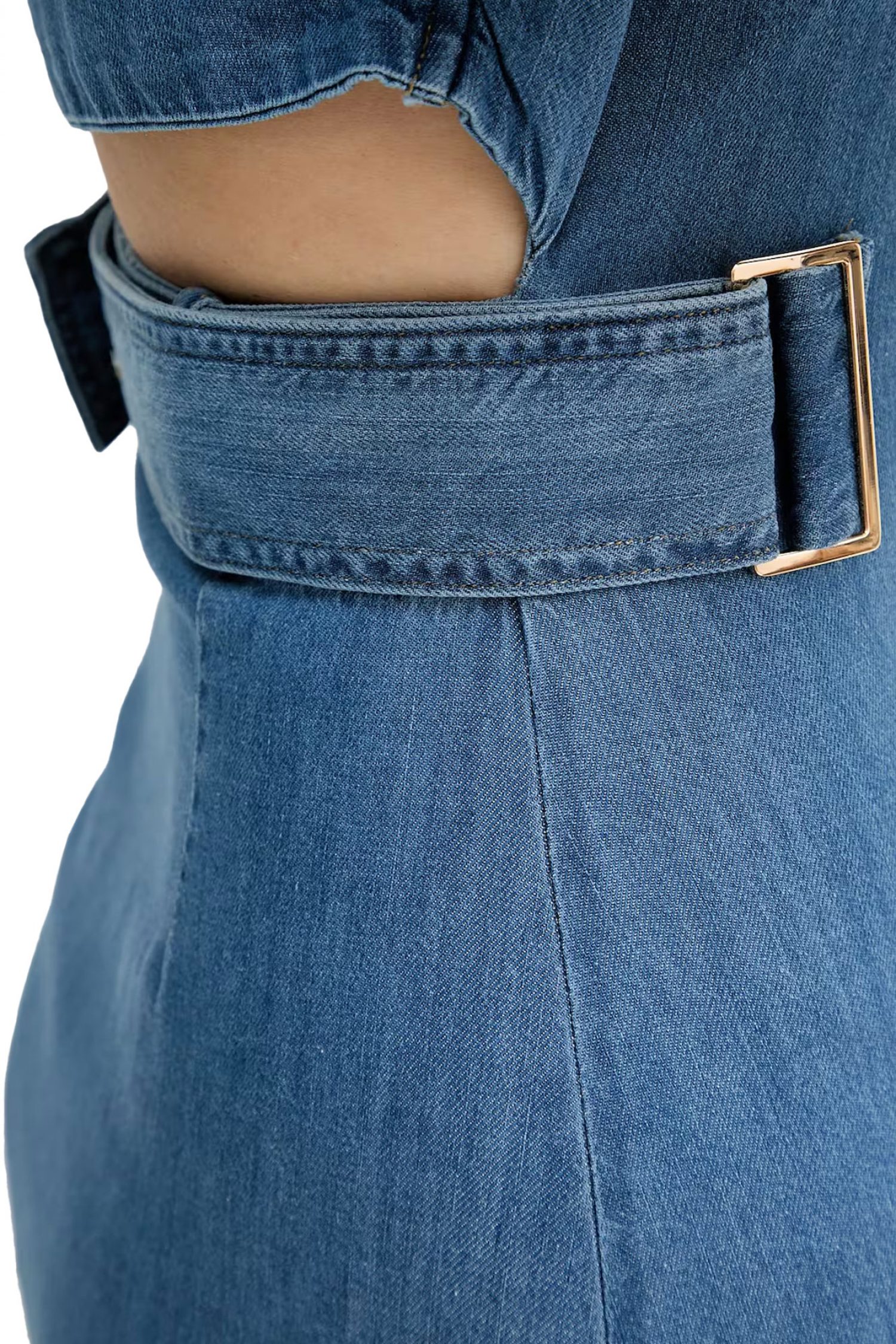 LIU-JO ΦΟΡΕΜΑ JEANS MINI ΖΩΝΗ ΑΝΟΙΓΜΑ ΠΙΣΩ ΜΠΛΕ φωτογραφία