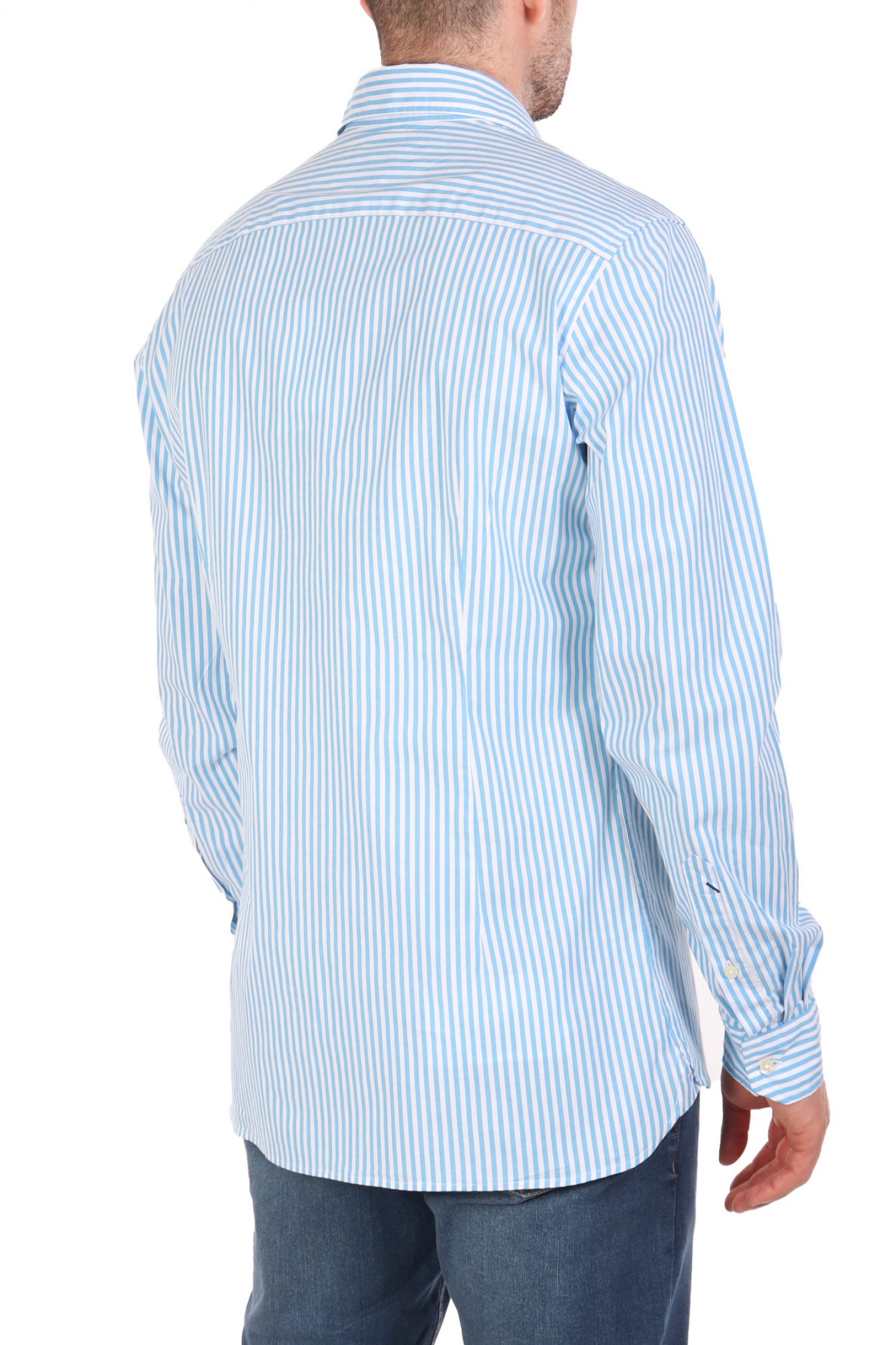 U.S.POLO ASSN ΠΟΥΚΑΜΙΣΟ ΡΙΓΕ SLIM FIT ΣΙΕΛ-ΛΕΥΚΟ φωτογραφία