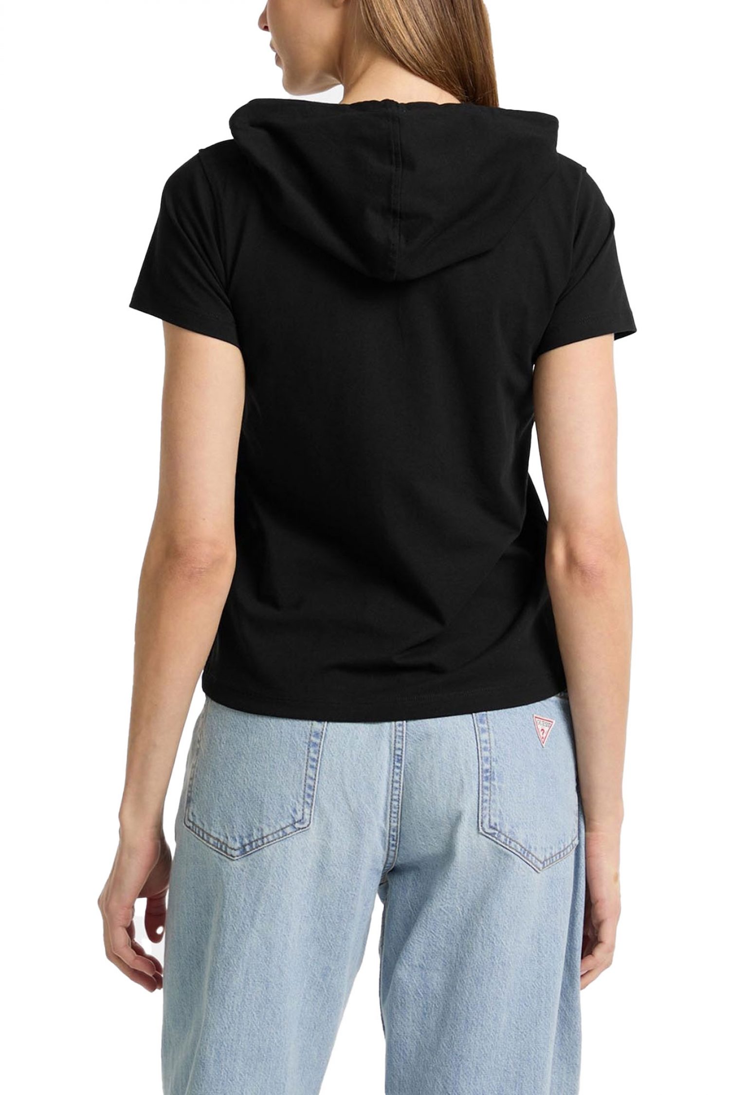 GUESS JEANS T-SHIRT ΜΕ ΚΟΥΚΟΥΛΑ LOGO ΜΑΥΡΟ