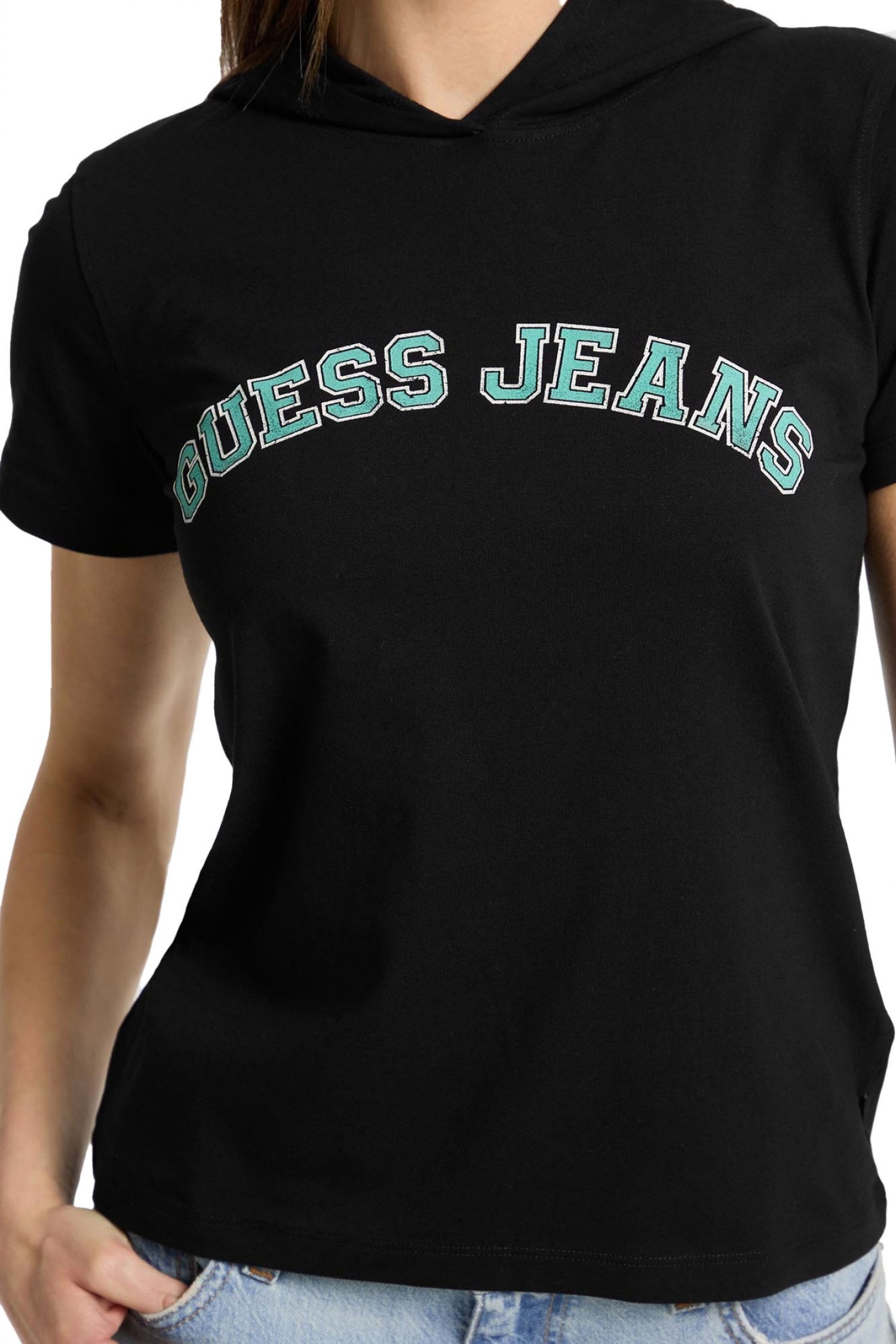 GUESS JEANS T-SHIRT ΜΕ ΚΟΥΚΟΥΛΑ LOGO ΜΑΥΡΟ