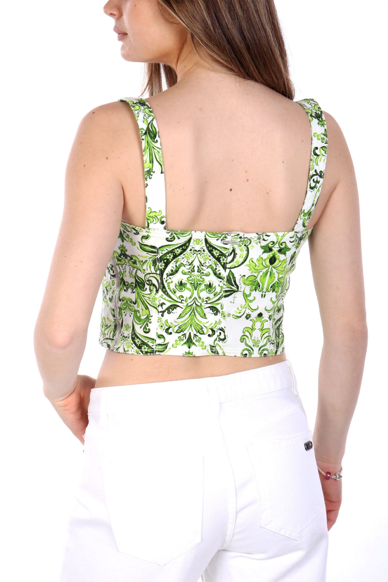 LIU-JO CROP TOP ΕΜΠΡΙΜΕ ΠΡΑΣΙΝΟ-ΛΕΥΚΟ