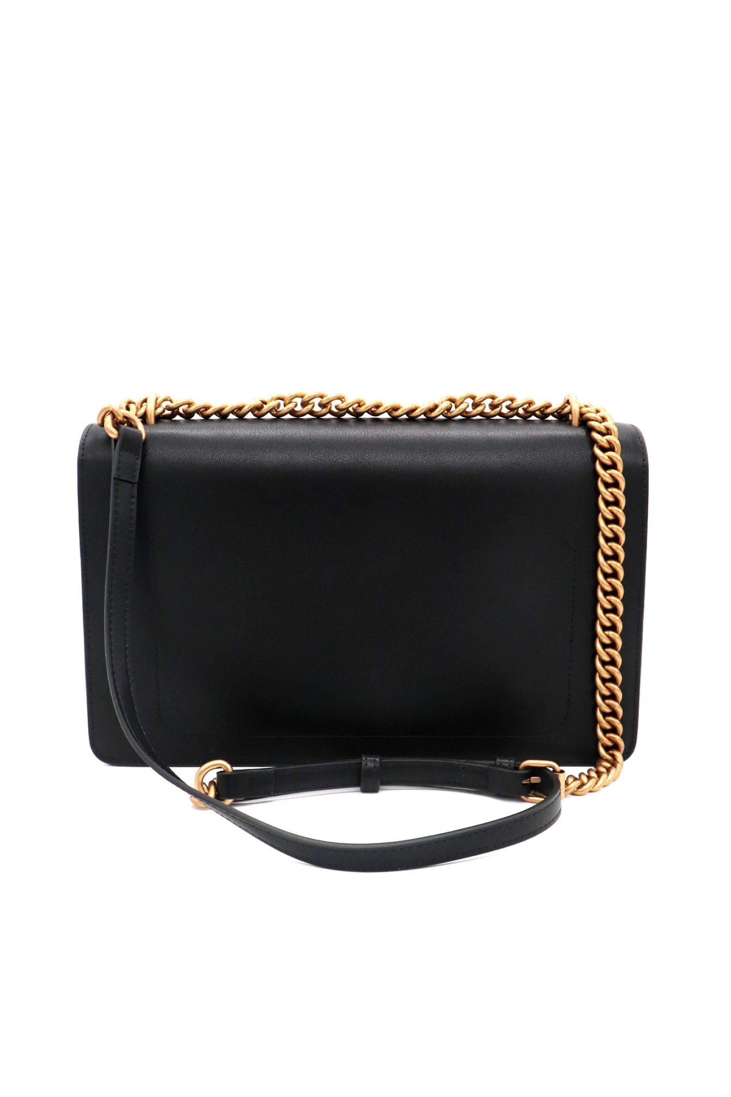 PINKO ΤΣΑΝΤΑ LOVE ONE CLASSIC DC VITELLO SETA LOGO ΜΑΥΡΟ-ANTIQUE GOLD φωτογραφία