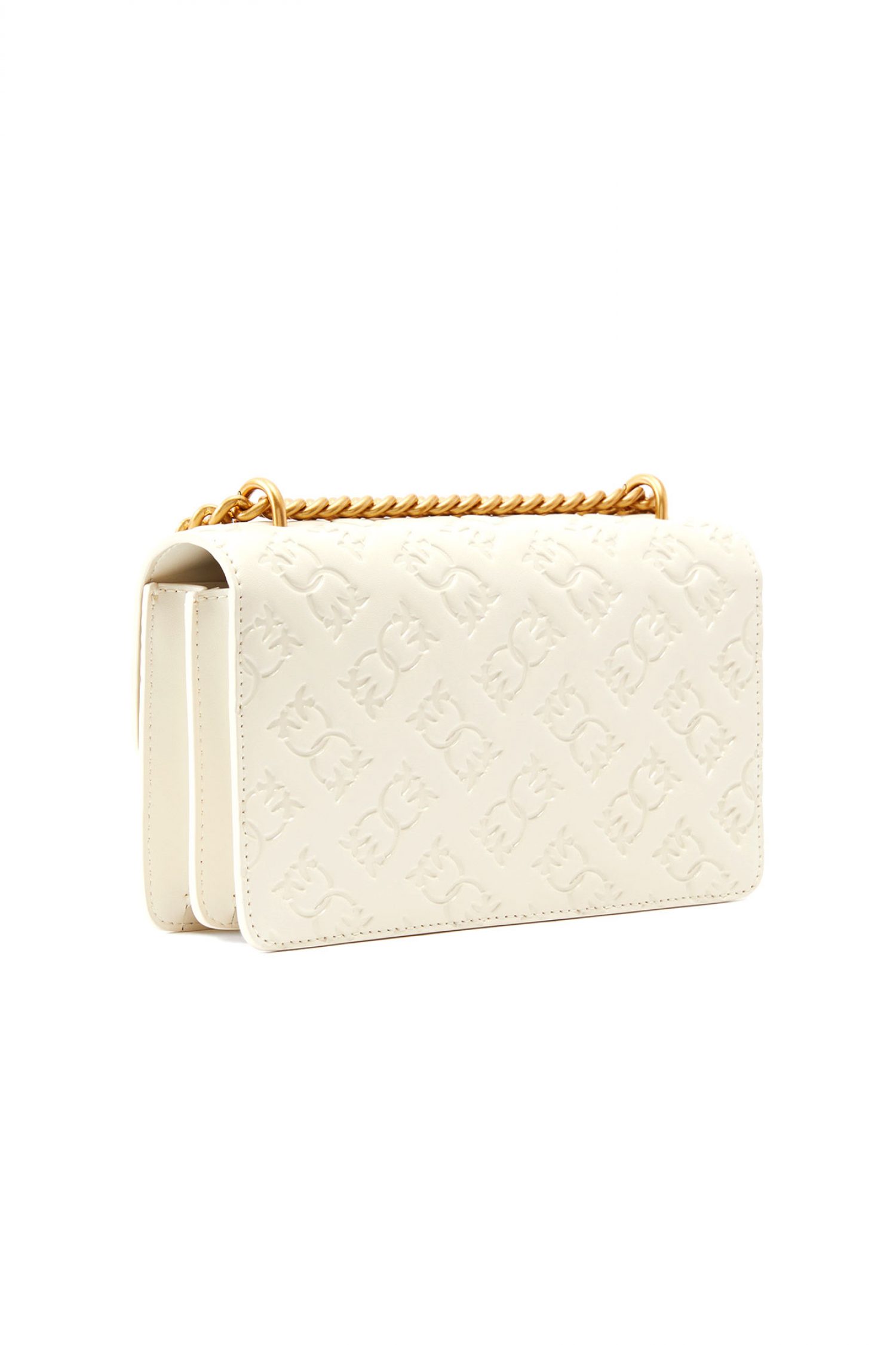 PINKO LOVE ONE MINI DC VITELLO SETA LOGO IMPRIME RIGONFIO ΛΕΥΚΟ φωτογραφία