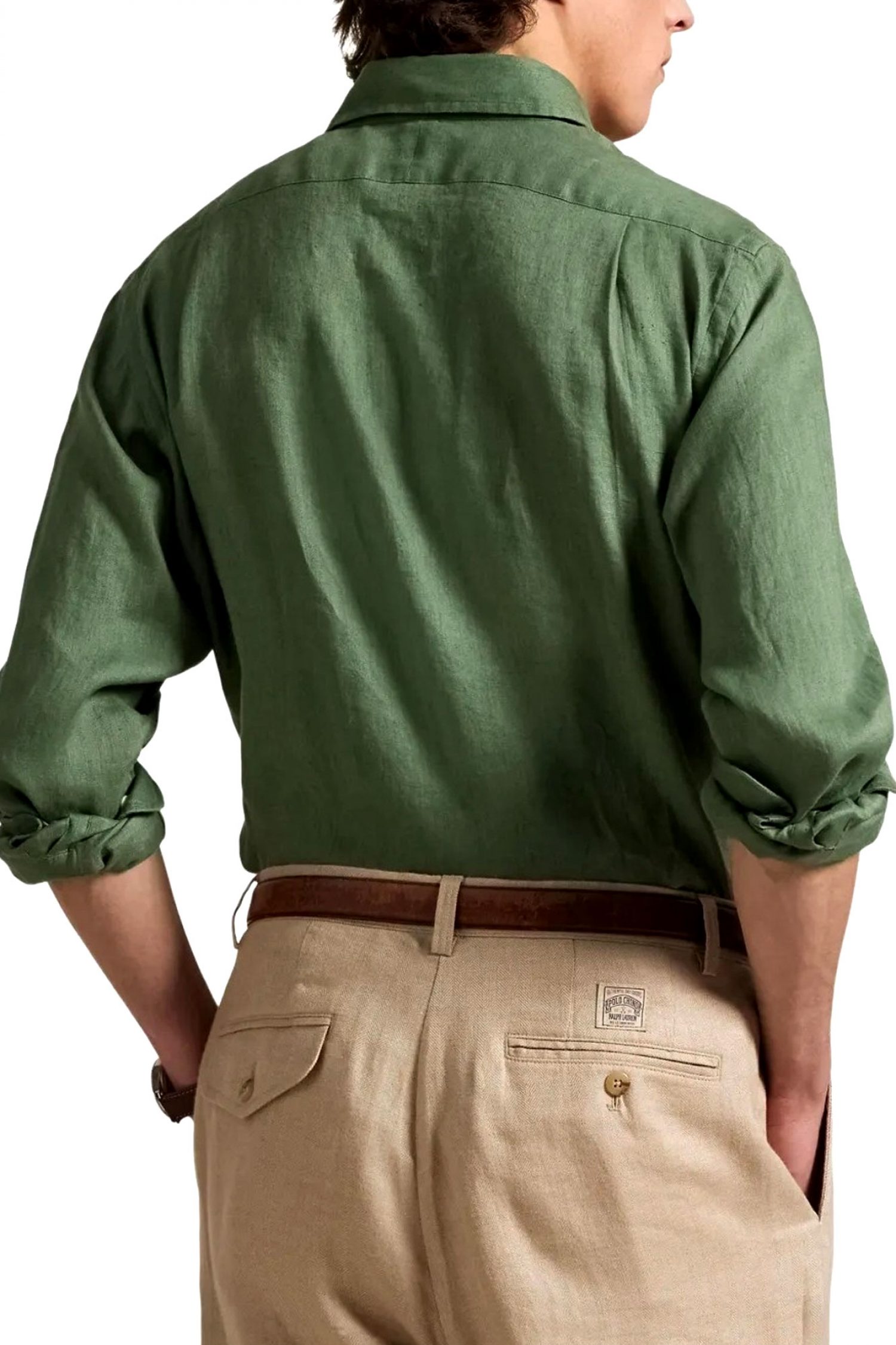 RALPH LAUREN ΠΟΥΚΑΜΙΣΟ BUTTON DOWN ΛΙΝΟ CUSTOM FIT ΠΡΑΣΙΝΟ