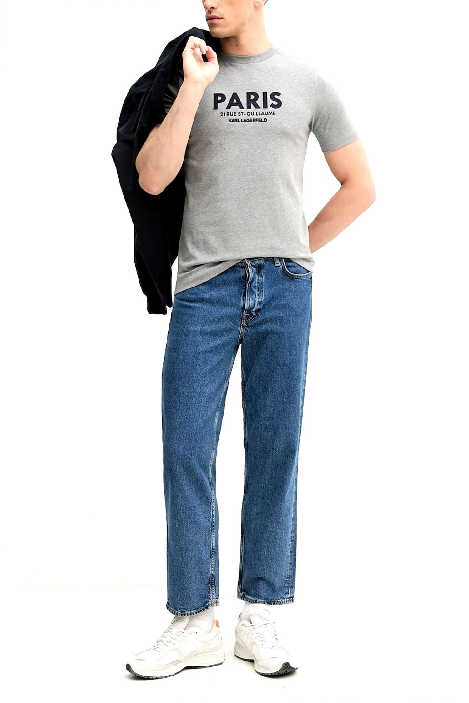 KARL LAGERFELD T-SHIRT CREW NECK LOGO PARIS ΓΚΡΙ