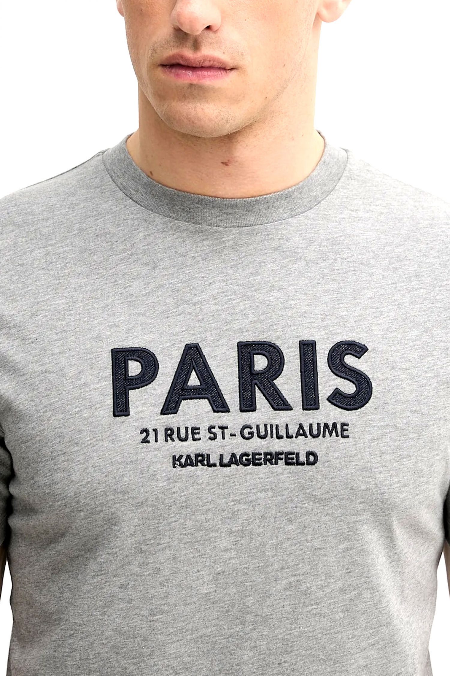 KARL LAGERFELD T-SHIRT CREW NECK LOGO PARIS ΓΚΡΙ